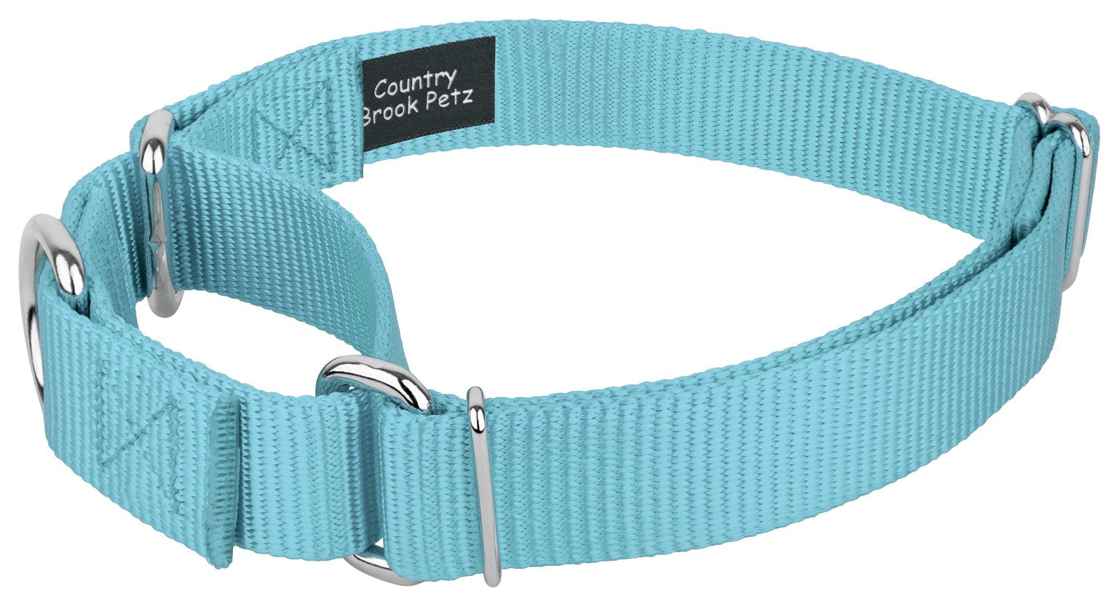 Country Brook Petz - Ocean Blue Martingale Heavy Duty Nylon Dog Collar - 21 Vibrant Color Options (3/8 Inch Width, Mini)