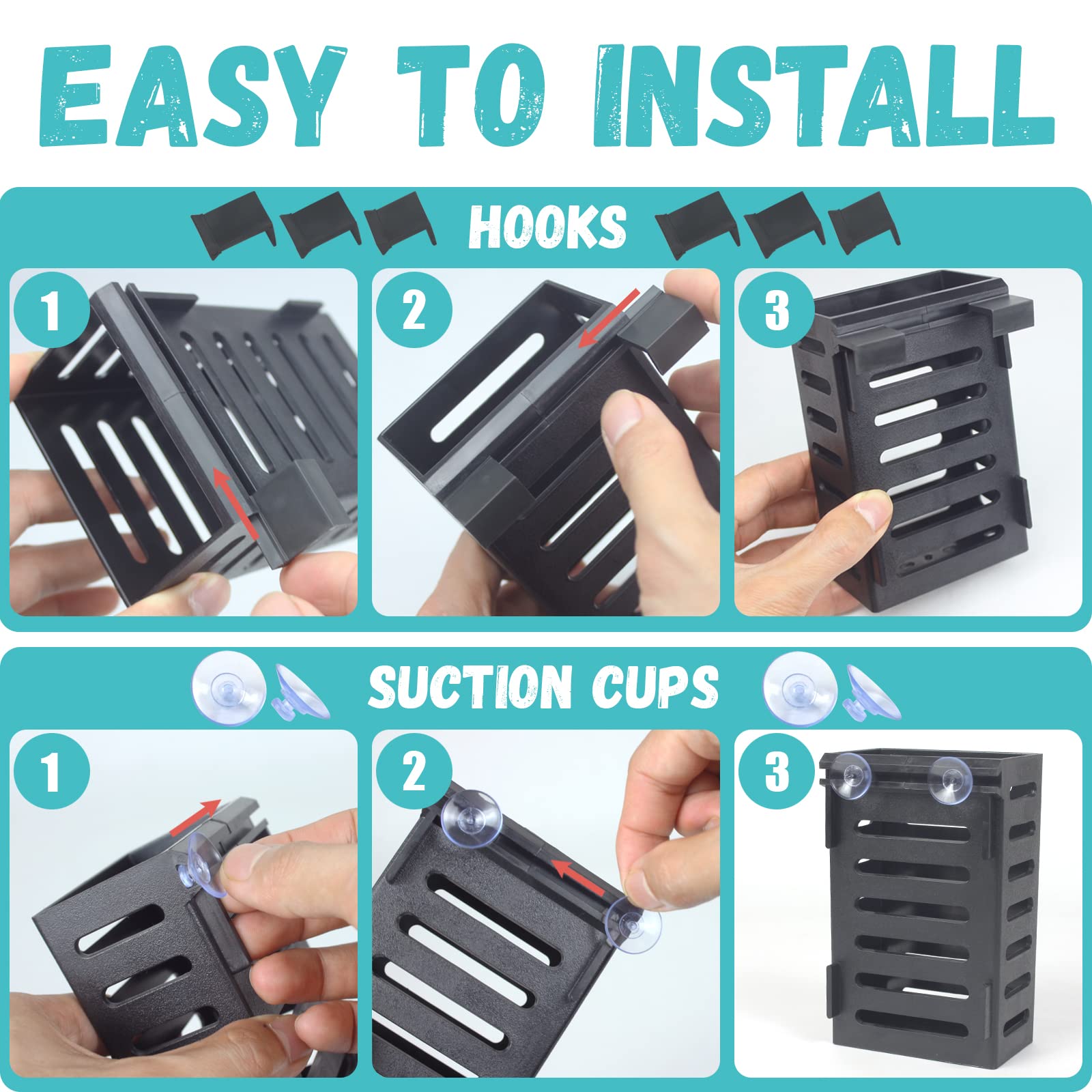 SANJHFF 2 Pcs Aquarium Plant Holder, Fish Tank Plant Holder with Hooks and Suction Cups, Aquarium Planter Cups for Emersed Plant