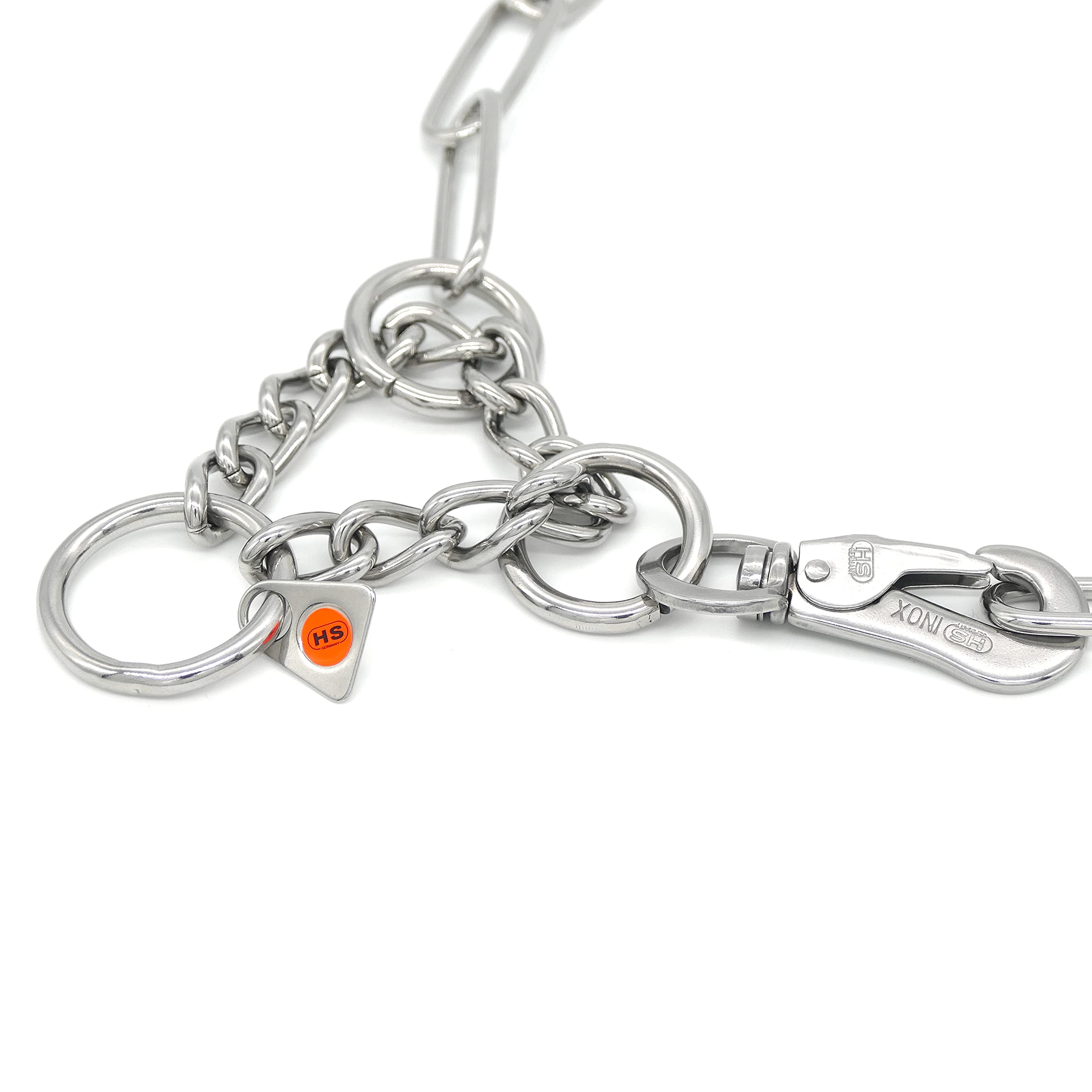Herm Sprenger Stainless Steel Fur Saver Dog Collar Long Link Professional Training Collar Assembly Chain With Snap Hook Correction Chain Made In Germany (20In (50Cm))