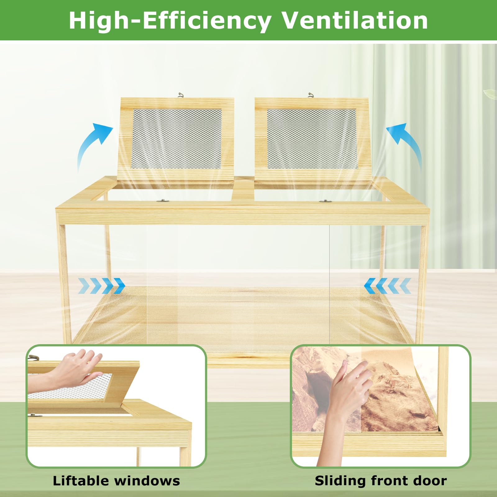 Reptile Terrarium Tank 37 Gallon, Snake Enclosure, Lizard, Leopard Gecko Tank With Openable Metal Mesh, Lockable Bearded Dragon