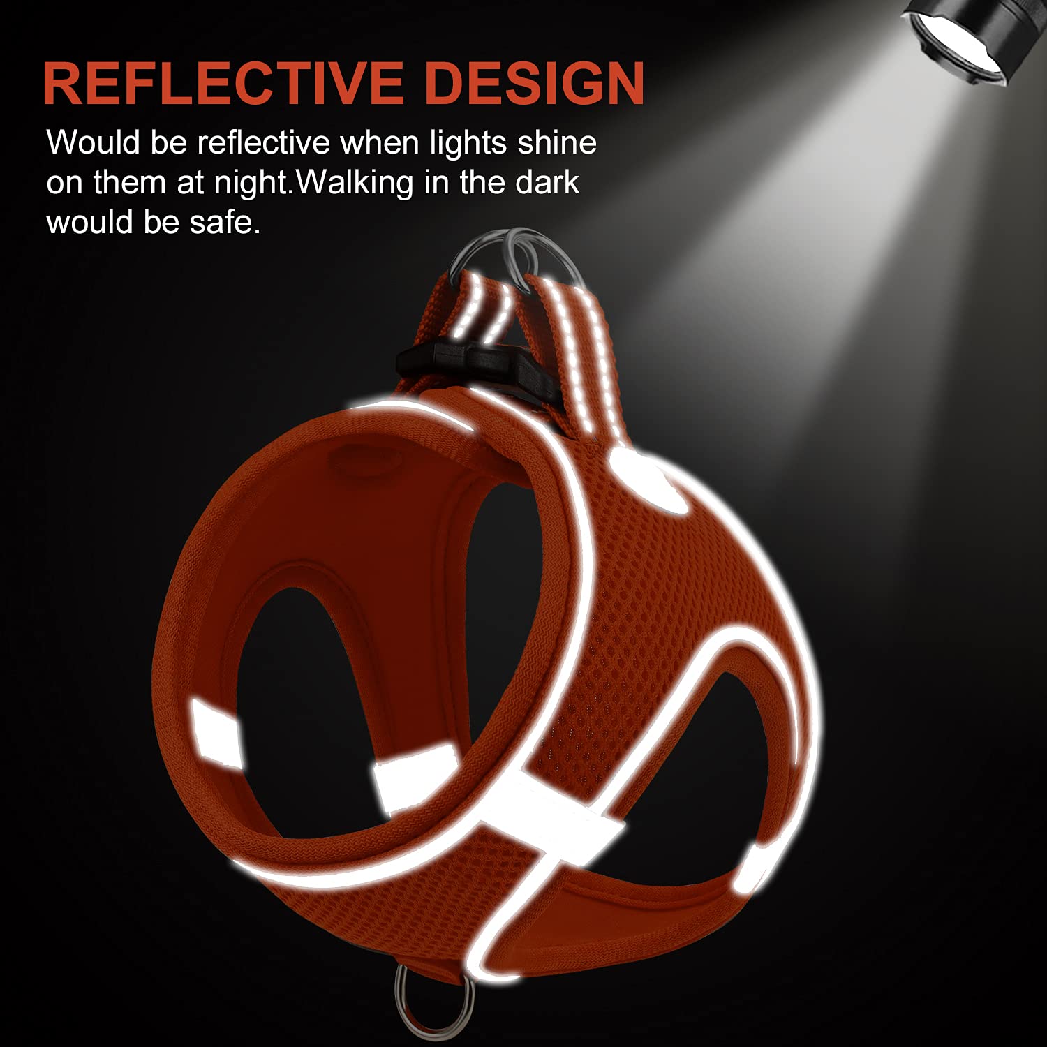 Joytale Step In Dog Harness,12 Colors,Breathable Mesh Vest Harness,Reflective Soft Padded Harnesses For Small And Medium Dogs,Orange,M