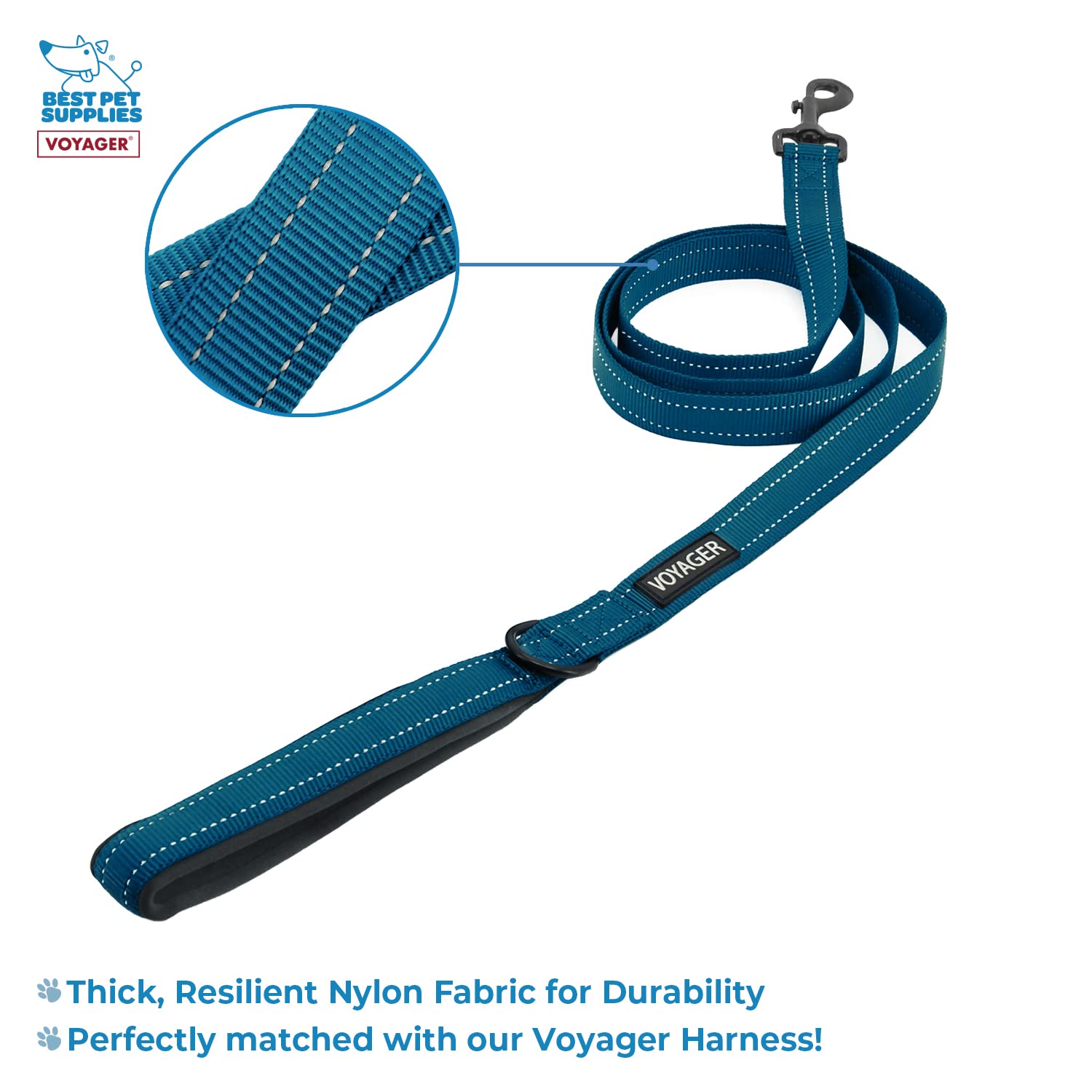 Voyager Step-In Air All Weather Mesh Harness And Reflective Dog 5 Ft Leash Combo With Neoprene Handle, For Small, Medium And Large Breed Puppies By Best Pet Supplies - Blue, Xxx-Small