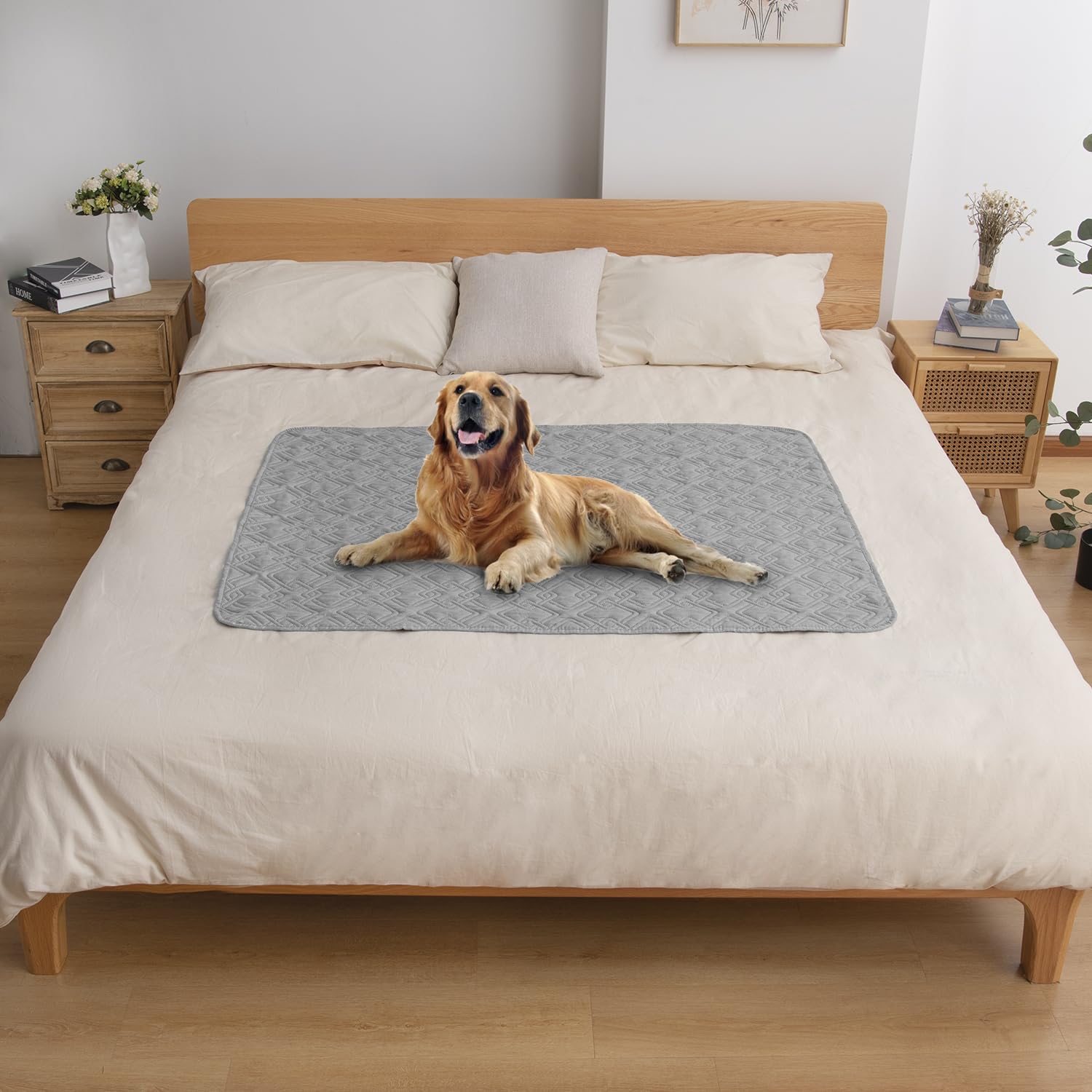 Fuguitex Waterproof Dog Bed Cover Dog Blanket For Pet Furniture Bed Couch Sofa Reversible Linen Texture(40''*50'',Pea Green+Ligh