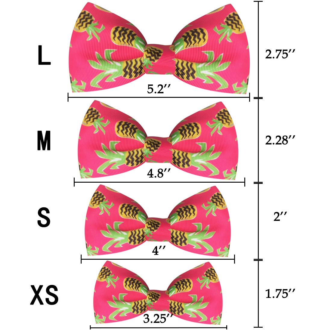 Azuza Pineapple Bowtie Dog Collar, Soft & Comfy Dog Collar With Bow, Fun Patterns & Bright Color For Extra Small Dogs