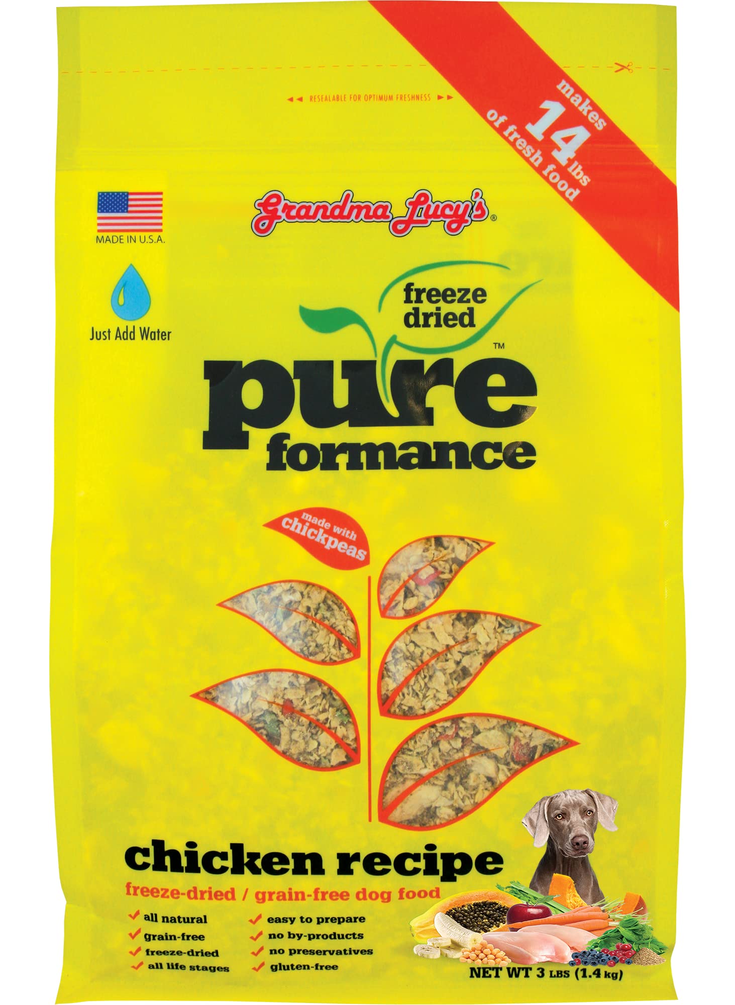 GRANDMA LUCYS 844211 Pureformance Grain Free Chicken Food for Dogs, 3-Pound
