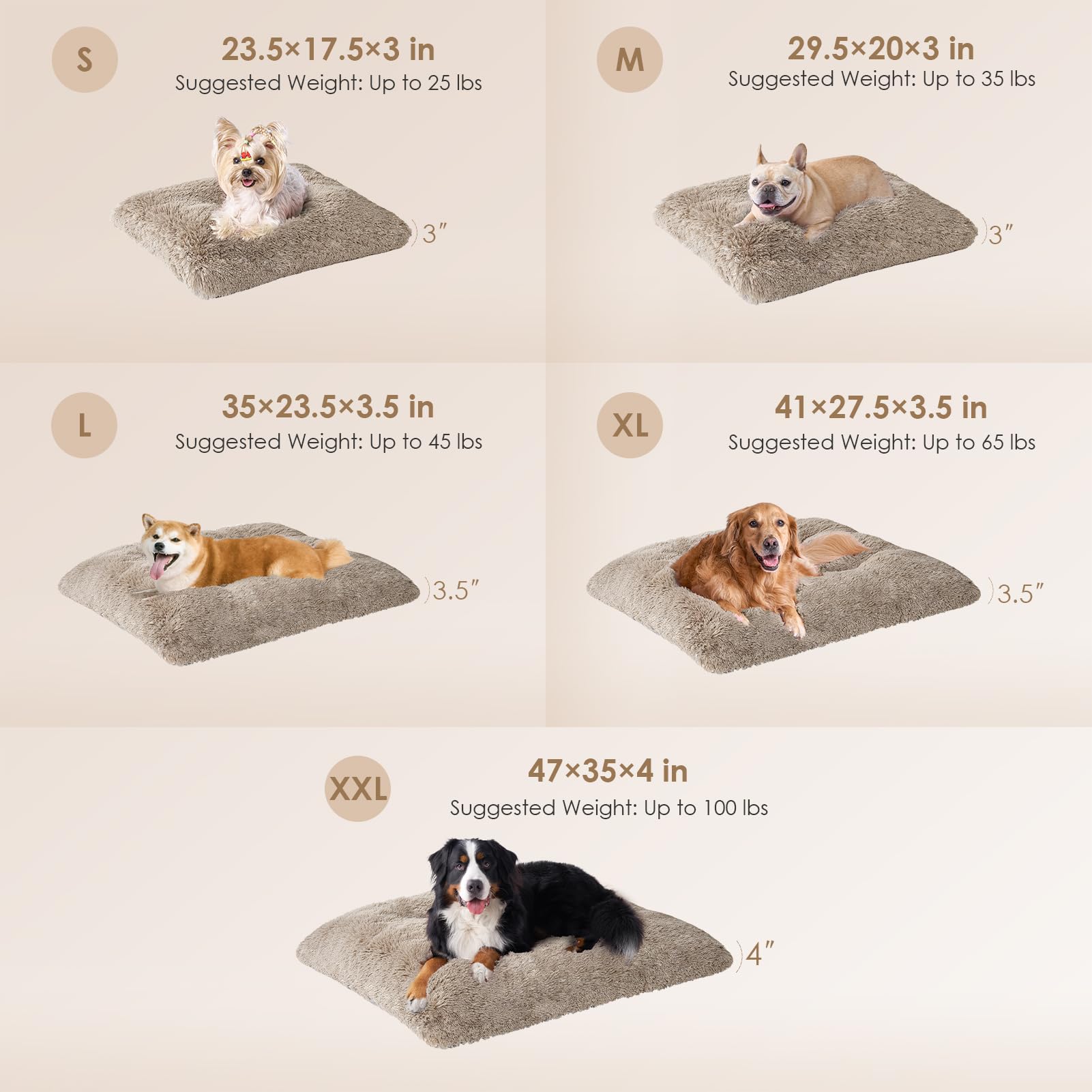 Eheyciga Fluffy Dog Crate Bed For Medium Dogs, Plush Faux Fur Pet Crate Pad, Calming Anti Anxiety Medium Pet Bed, Washable Soft
