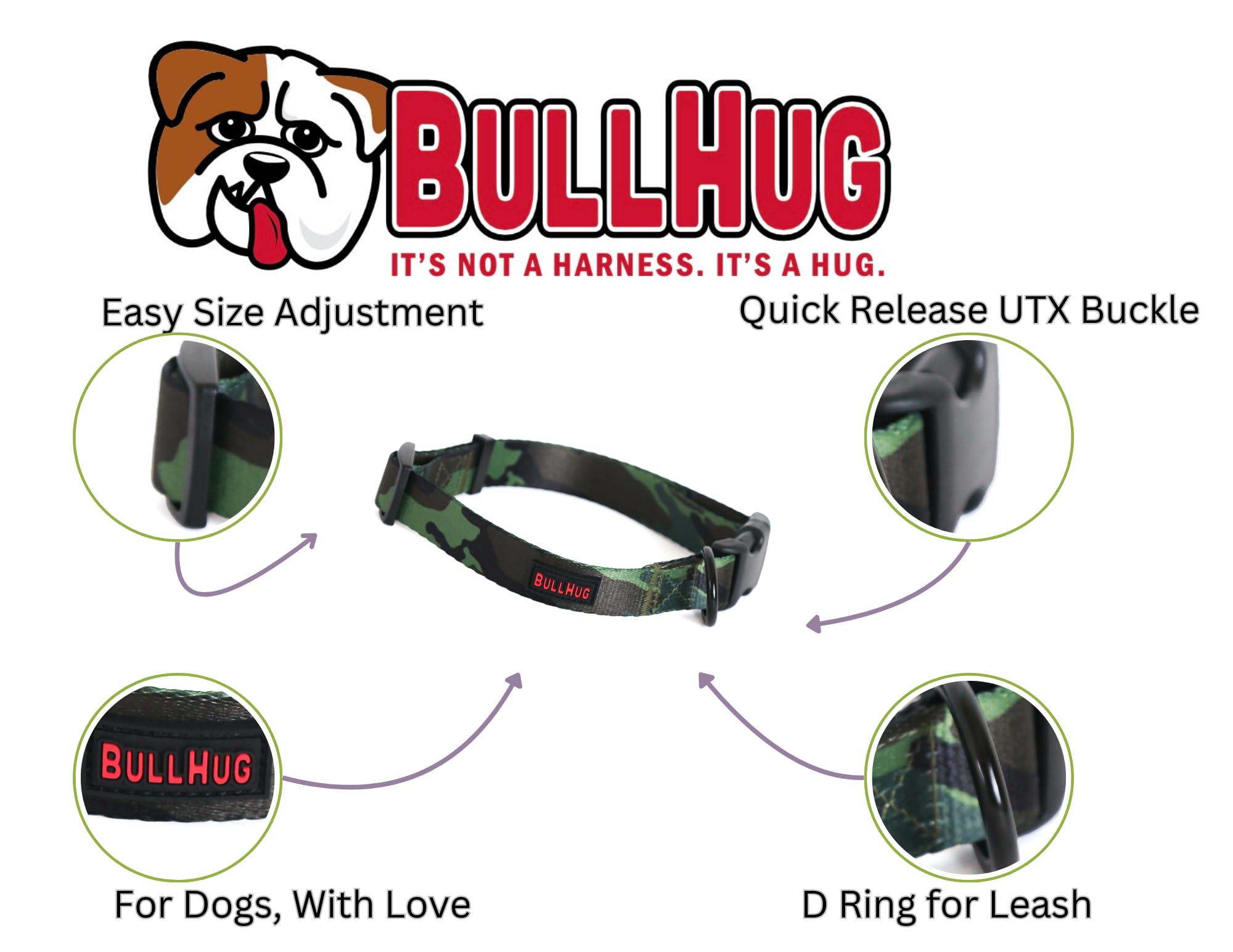 Dog Collars, Soft Adjustable Polyester, Vibrant Prints With Quick-Release Utx Buckle. Designed For Small Medium Large Dogs (Army