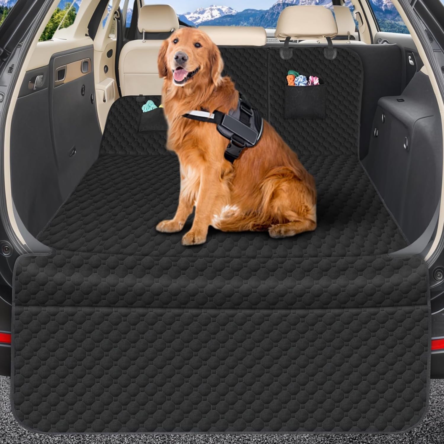 Mancro Suv Cargo Liner For Dogs, Waterproof Dog Seat Cover For Suv With Bumper Flap Protector, Durable Non-Slip Polyester Pet Trunk Cargo Cover For Vehicles, Vans, Universal Fit (84” L X 54” W)