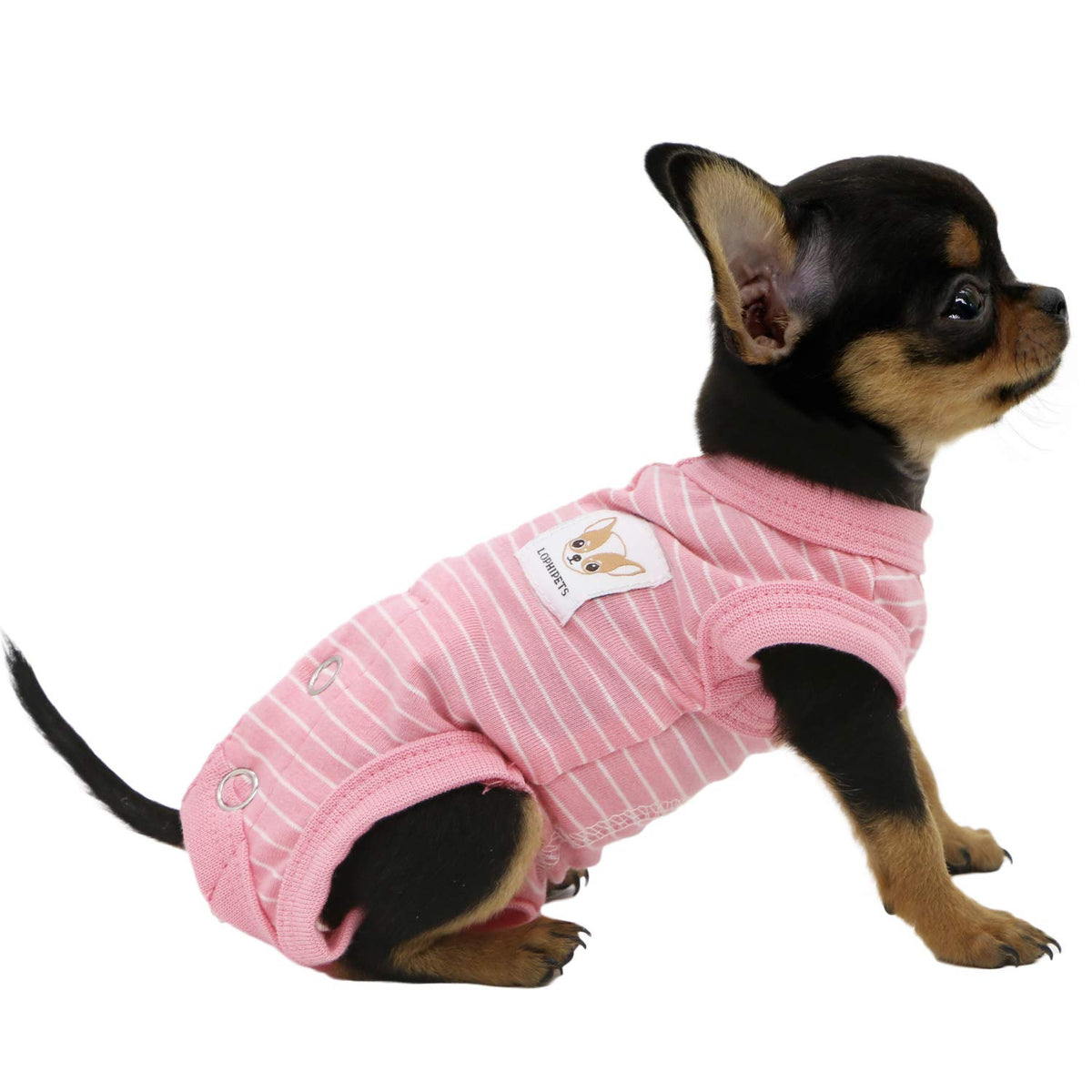 Lophipets Girl Dog Shirts Recovery Suit Pajamas For Small Teacup Dog Chihuahua Yorkie Puppy Cat Clothes-Pink Strips/Xxs