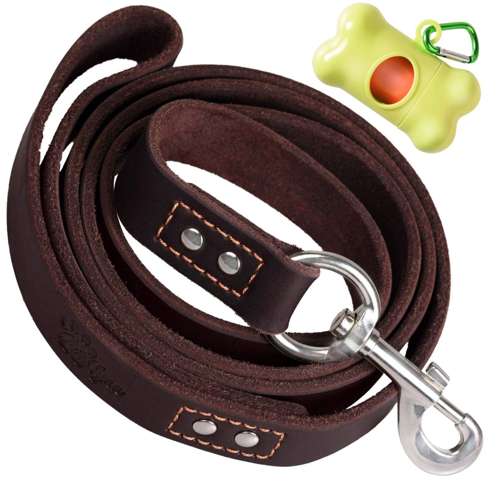 Adityna Heavy Duty Leather Dog Leash 6 Ft X 1'' - Strong, Soft Training Lead For Large & Extra Large Breeds (Xl - 6 Ft X 1 Inch,