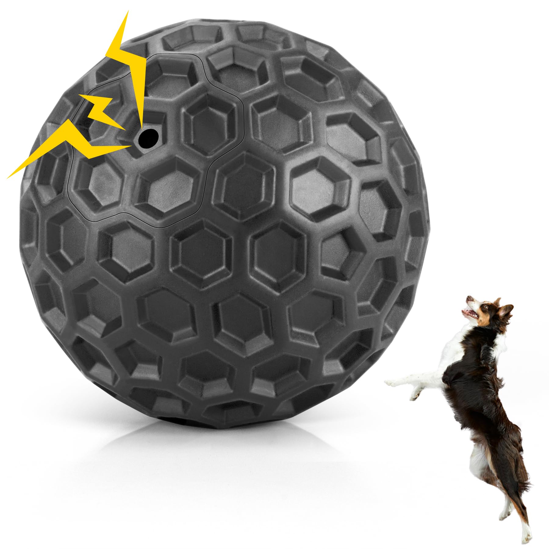 DISSKNIC Indestructible Squeaky Dog Balls, Dog Toys for Aggressive Chewers Large Breed for Relieving Anxiety, Tough Dog Chew Toy