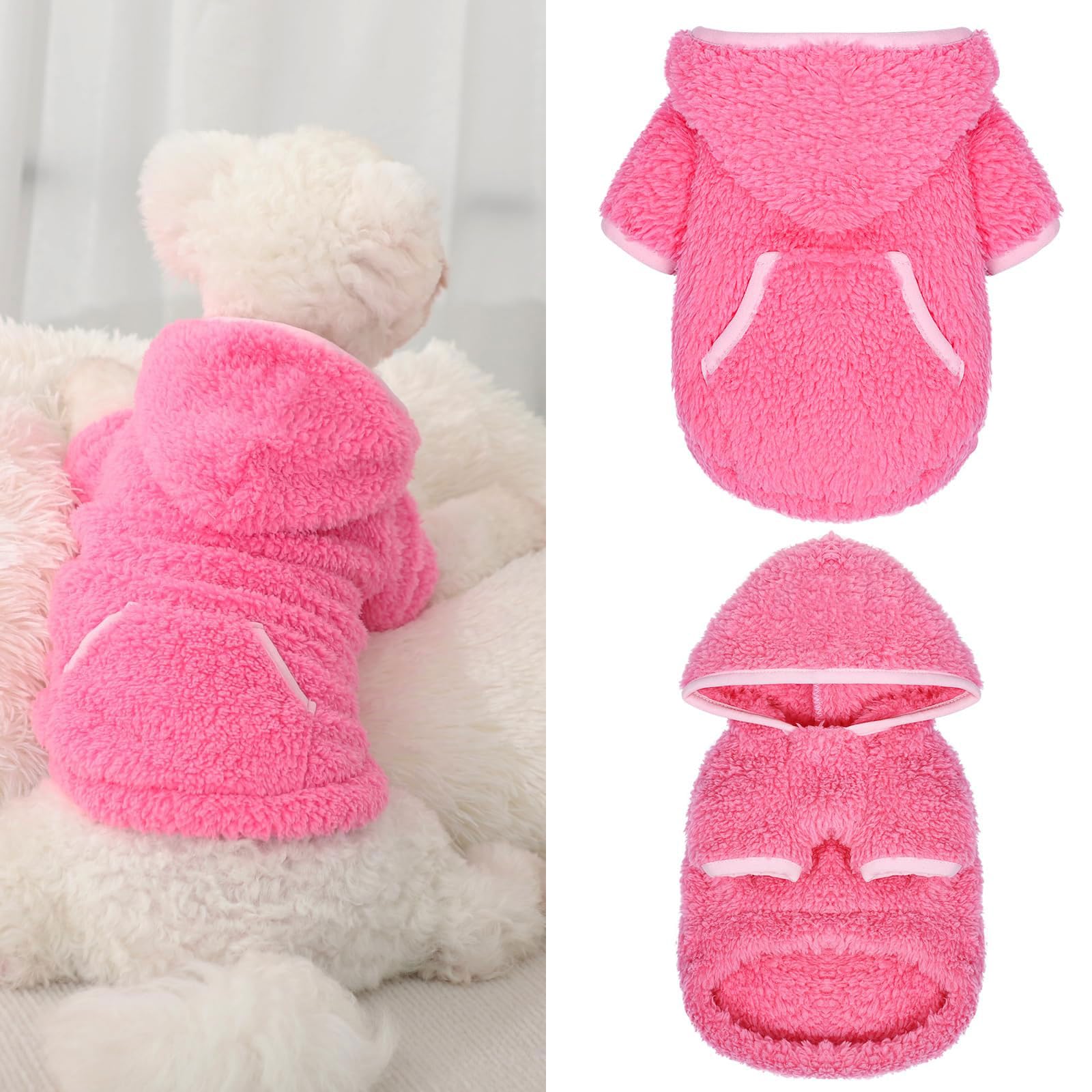 Fleece Dog Sweater Hoodie Sweatshirts Warm Fuzzy Velvet Sweaters Dog Winter Clothes For Small Dogs Girl & Boy, Pet Coats, Cat Ap