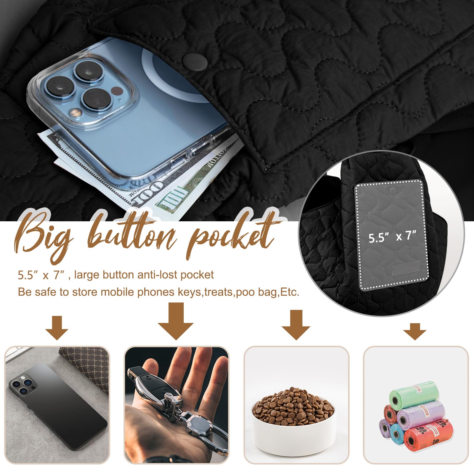 Jourcraf Dog Sling For Small Dogs, Front Dog Sling Carrier, Padded Adjustable Pet Soft Carrier With Adjustable Shoulder Strap, T