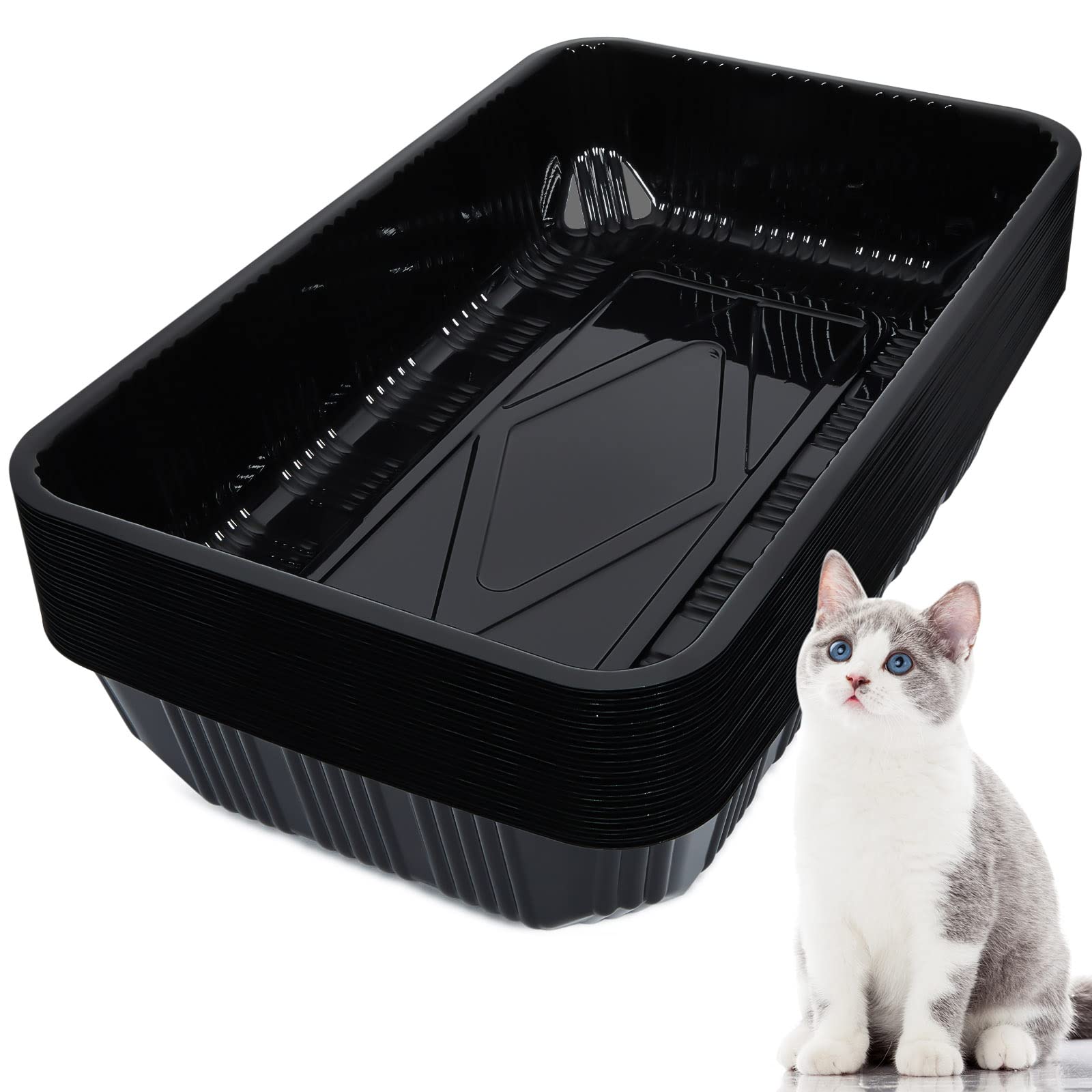 Tessco For You 30 Pack Disposable Plastic Litter Boxes For Cats Disposable Cat Litter Tray For Small Pets Kitten Travel, 16.7 X 