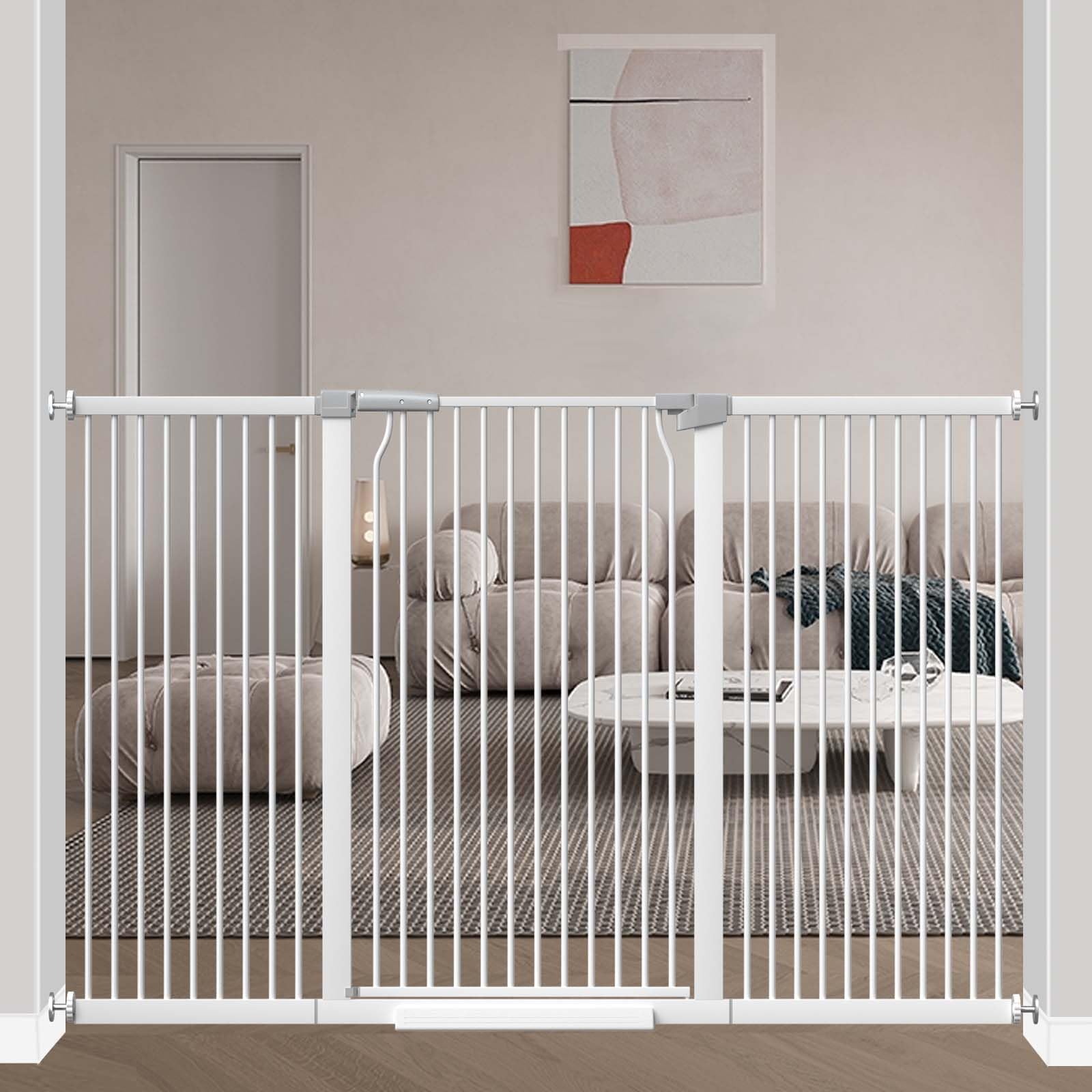 flower frail 40.5 '' Extra Tall Baby Gate Pressure Mounted, 65.8 ''-68.5 '' Extra Wide Dog Pet Gate Indoor for Doorway, Metal Lo