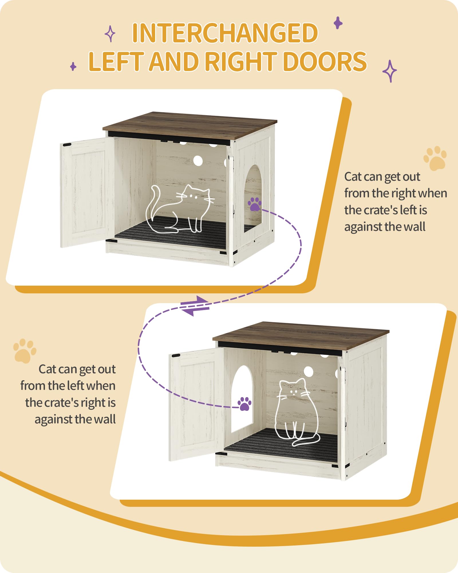 Hzuaneri Cat Litter Box Enclosure, Hidden Litter Box Furniture with Removable Dividers, Reversible Entrance Left or Right Side,