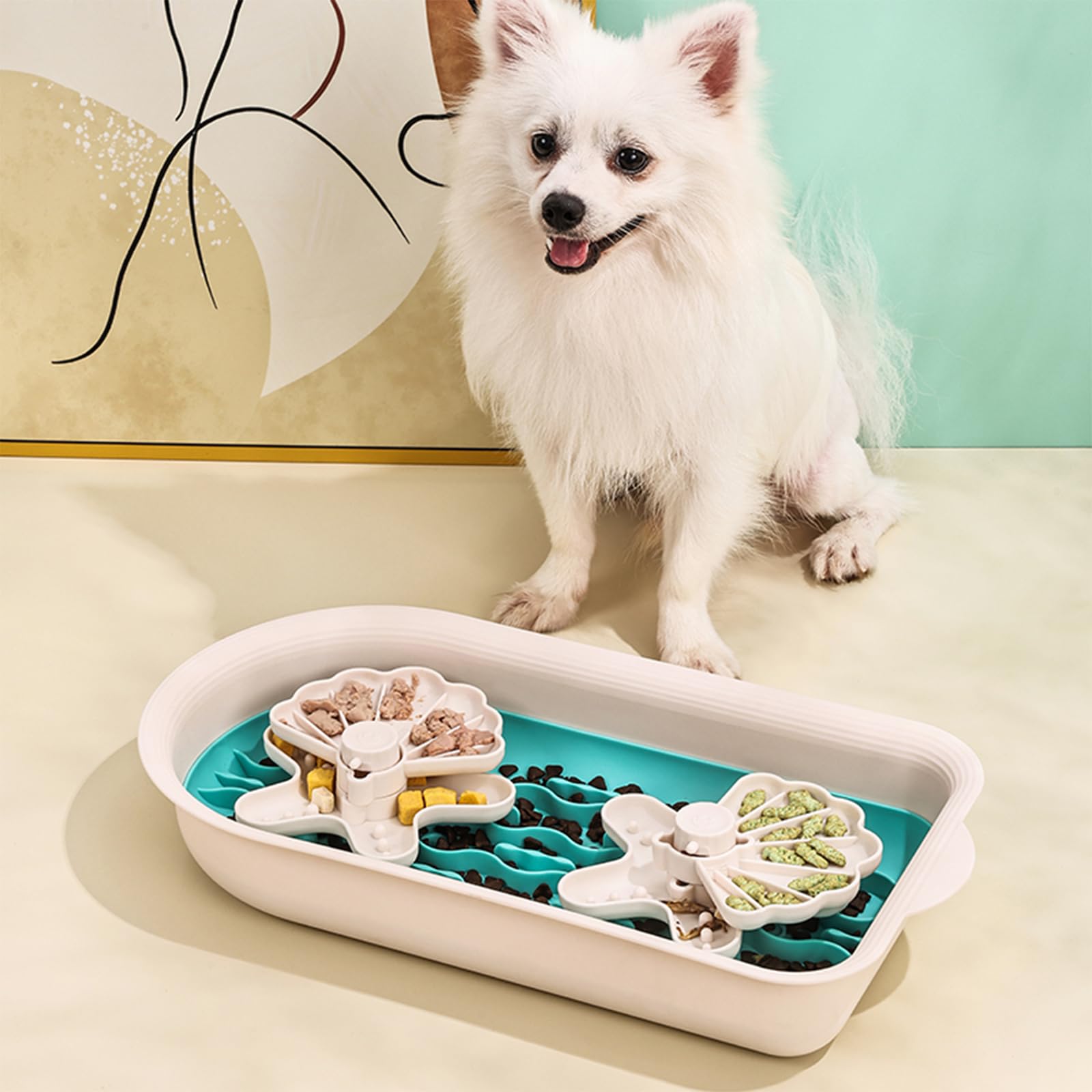 RuiXiangTeng Puzzle Feeder Slow Feeder Dog Bowl for Large Dogs with Non-Slip Base - Adjustable Speed Design, Removable Puzzle In