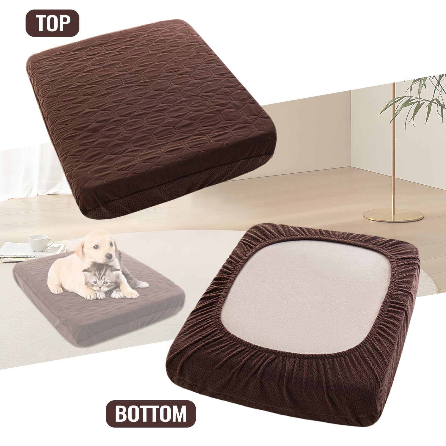 Nanbowang Waterproof Dog Bed Cover - Washable, Quilted Pet Pillow Replacement - Easy to Remove Hair - Lovely Puppy Bed for Dog/C