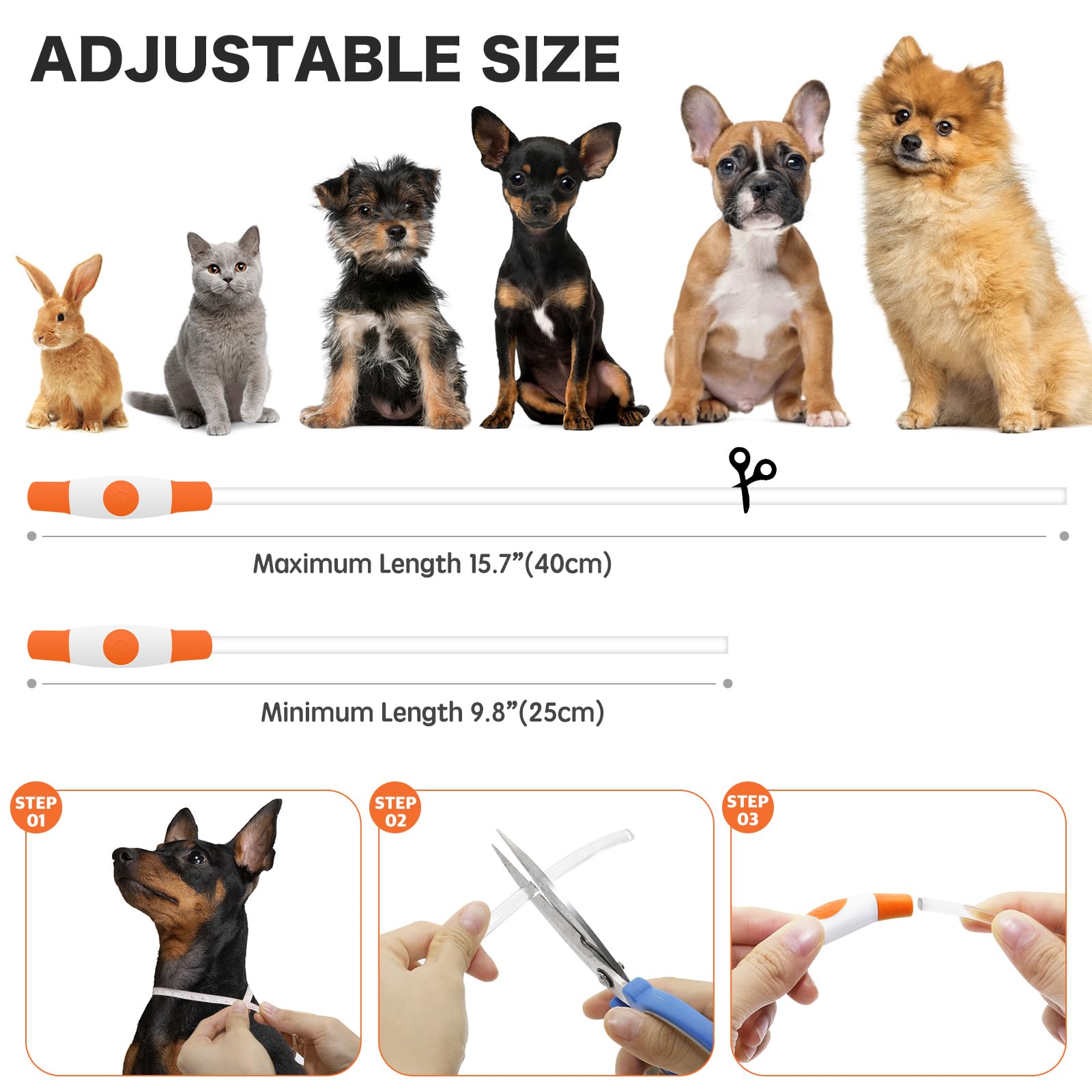 Bseen Light Up Dog Collar - Rainproof Led Dog Collar Rechargeable - Tpu Cuttable Glowing Pet Collar For Small Puppies& Cats, Saf