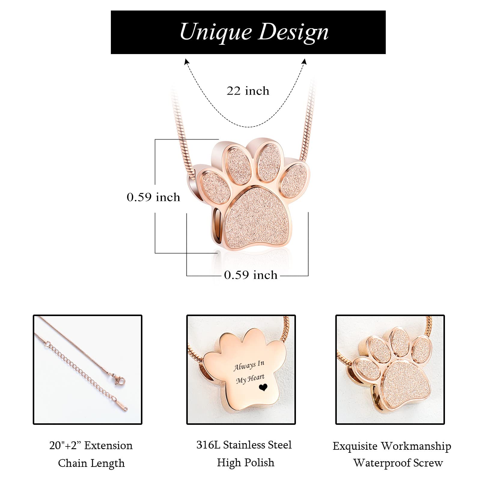 Zeqingjw Pet Cremation Jewelry For Ashes Pendant Paw Print Pet Heart Urn Necklace Memorial Keepsake Jewelry For Pet/Dog'S/Cat'S Ashes (Silver-K)