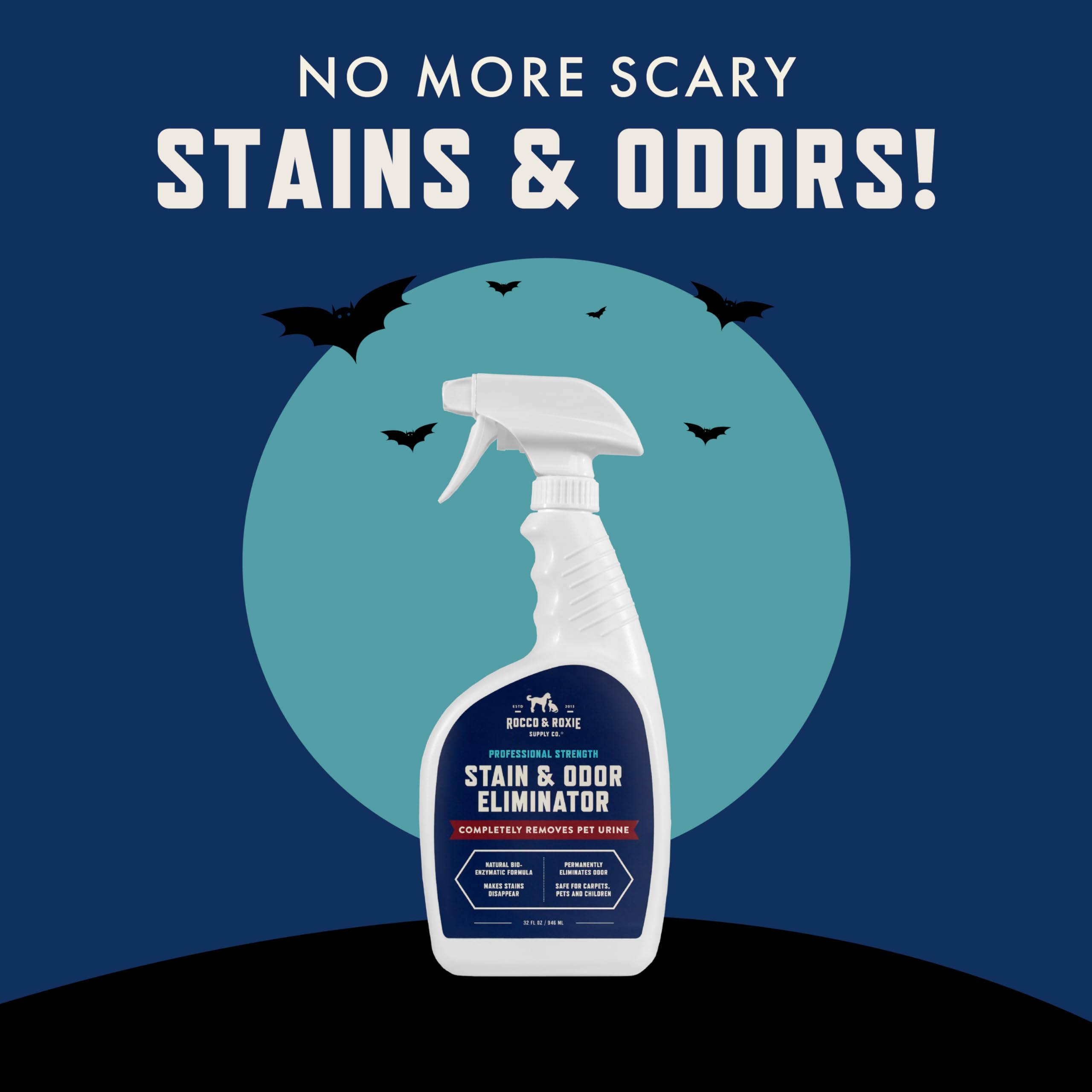 Rocco & Roxie Stain & Odor Eliminator - 32oz Enzyme Cleaner for Pet Urine, Clear, Carpet & Home Use