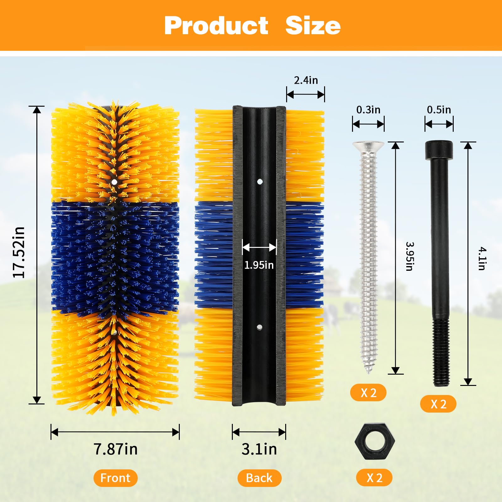 GINDOOR Livestock Scratch Brush Kit, Cattle & Horse Massage Brush Relieves Itching, Suitable for Cows, Horses, Sheep & Pigs - Ye