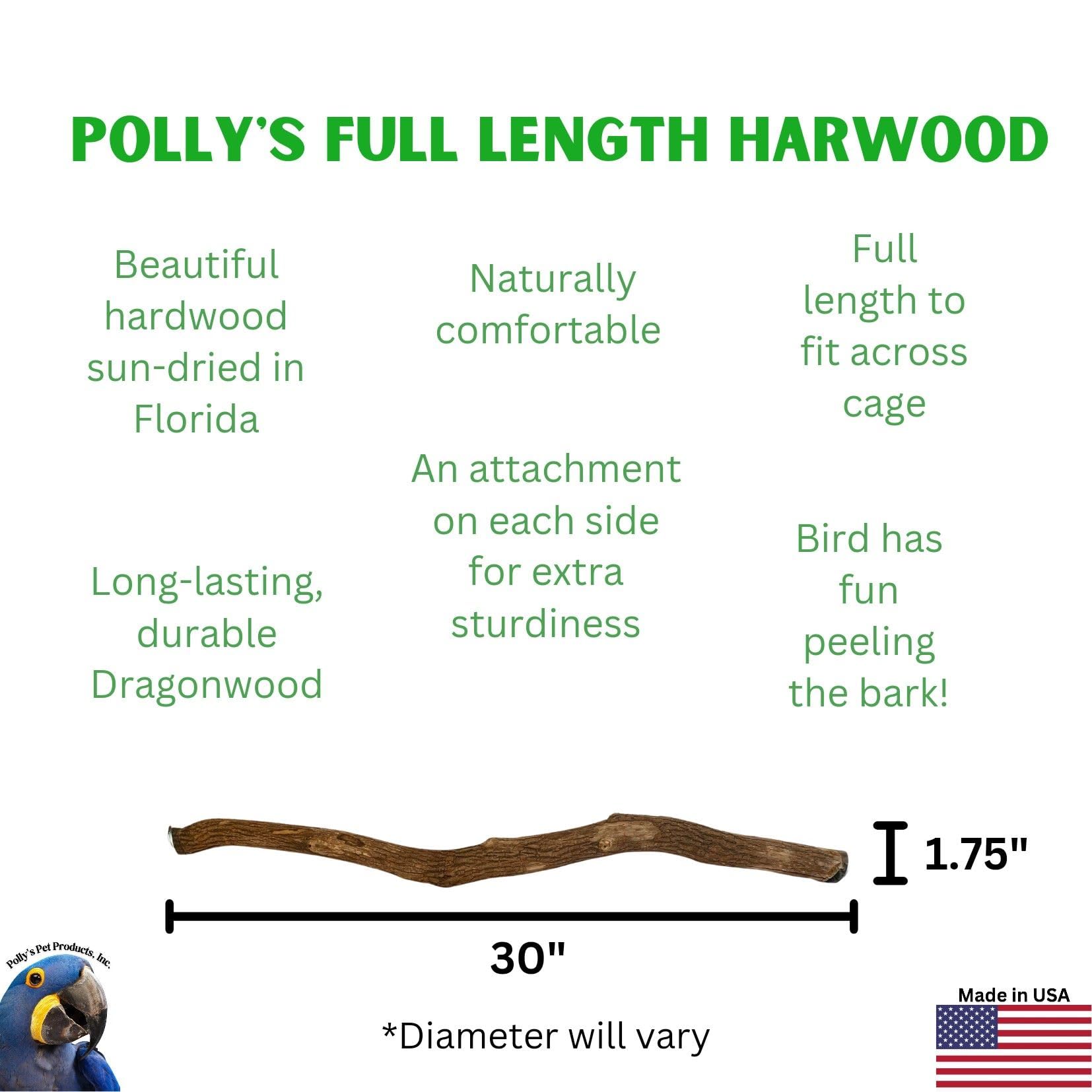 Polly'S Full Length Hardwood Bird Perch, 30-Inch, Brown (50804)