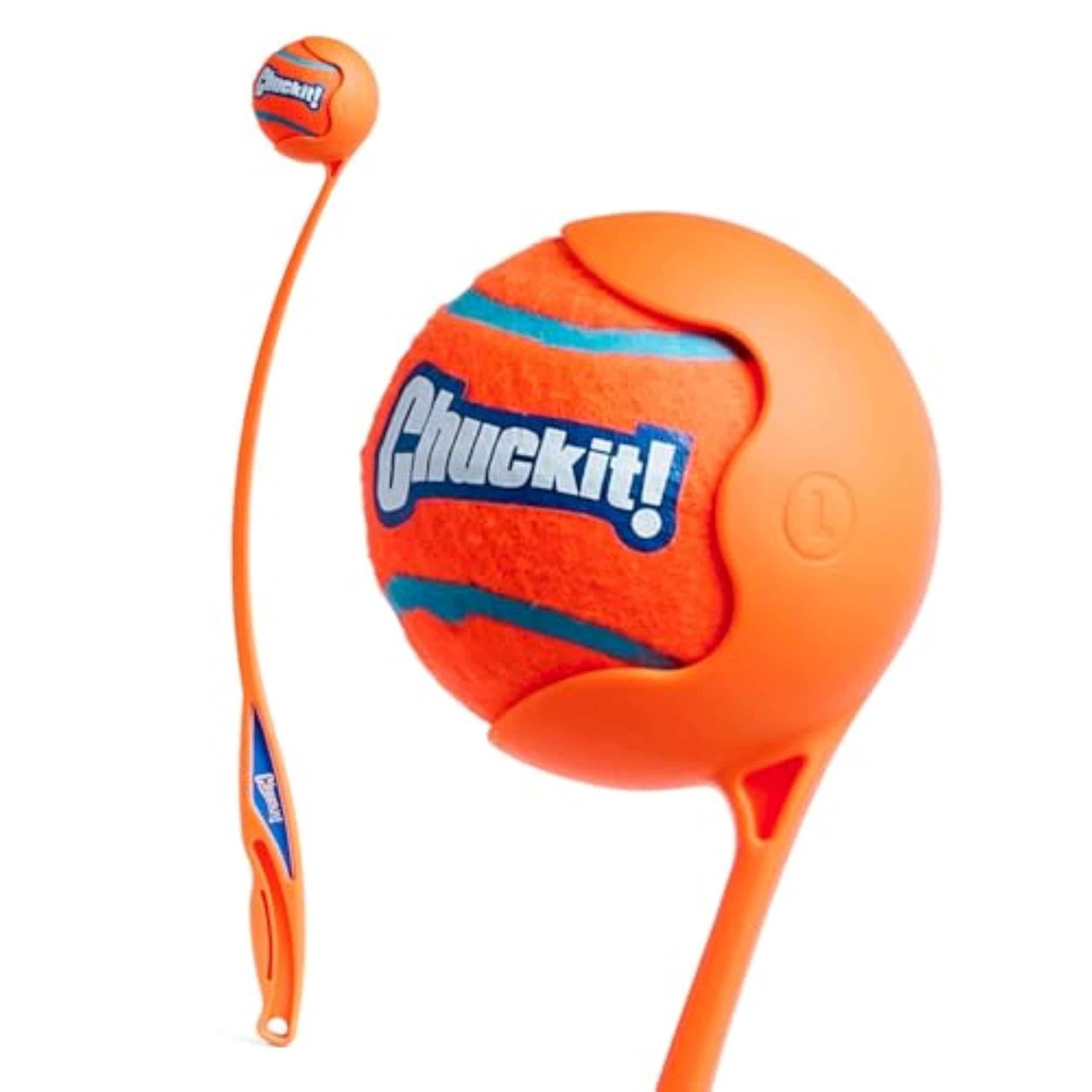 Chuckit! Sport 26L Dog Ball Launcher - Includes A 3-Inch Diameter Large Ball For Dogs 60-100 Pounds - Manual Thrower For Tennis Balls With A Slim Ergonomic Handle - 26-Inch Length