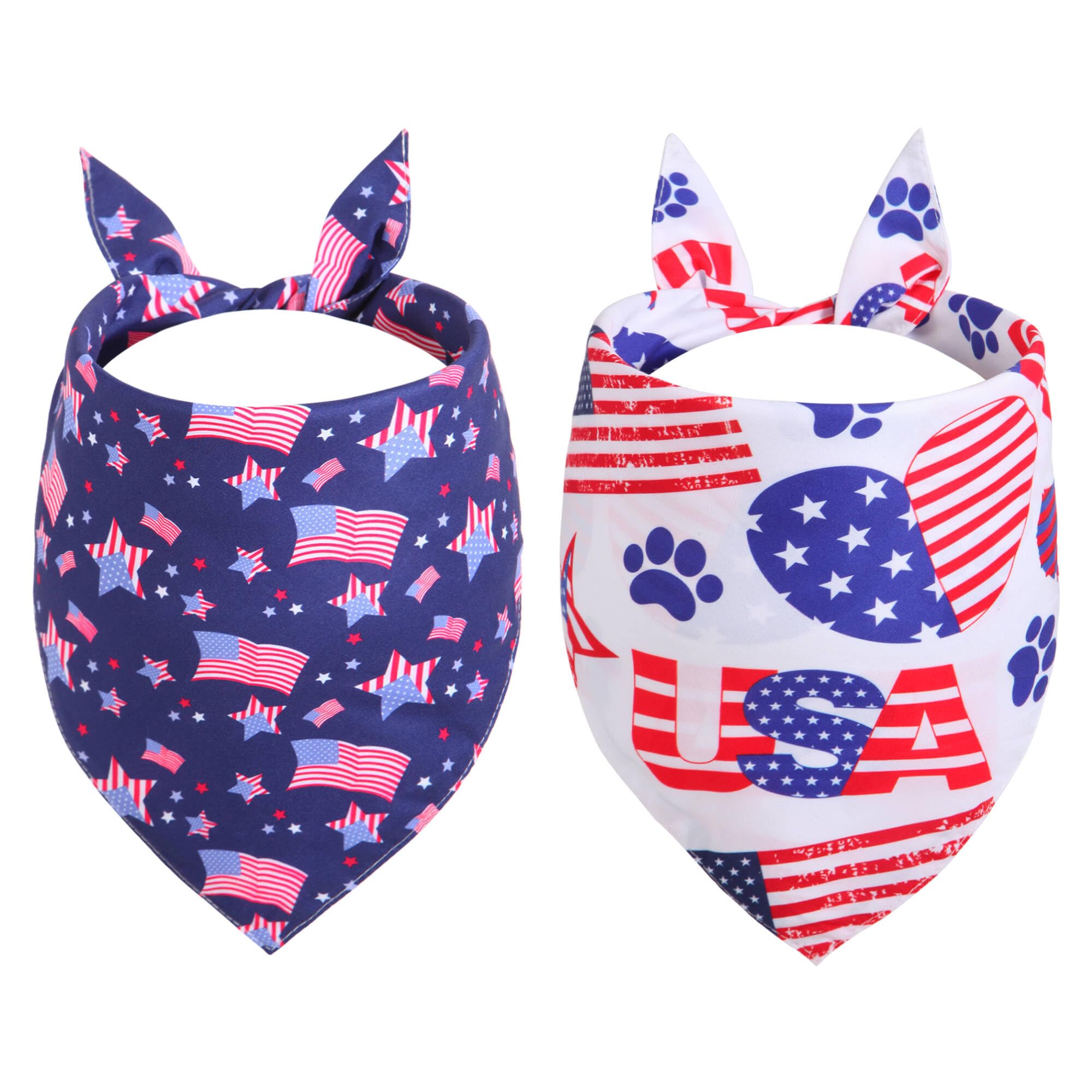 Gofshy 4Th Of July Dog Bandanas Small 2Pcs, American Flag Patriotic Scarf, Independence Holiday Bandana,Premium Durable Triangle