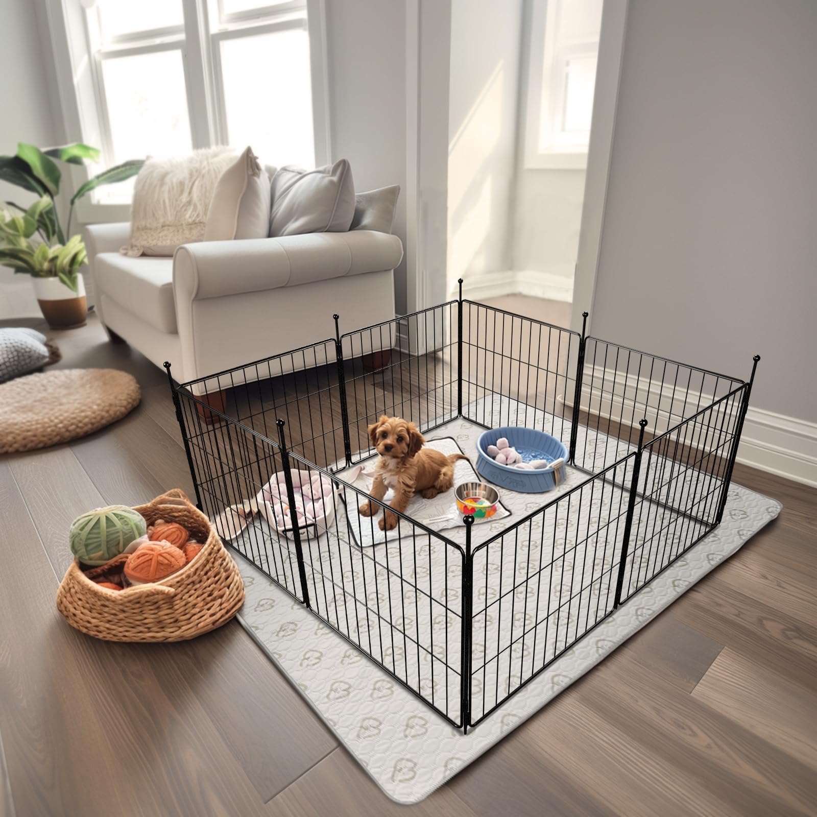 Fxw Minipaws Dog Playpen For Yard & Rv Camping, Expandable 20-Inch 8 Panels For Puppies And Small Dogs, Portable For Indoor And