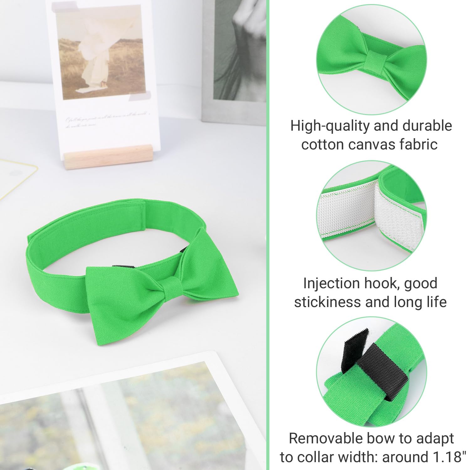 Segarty Bow Tie Dog Collar, Adjustable Green Bowtie Collar For Large Dogs, Durable Dog Neck Tie Tuxedo Comfortable Cotton Pets B