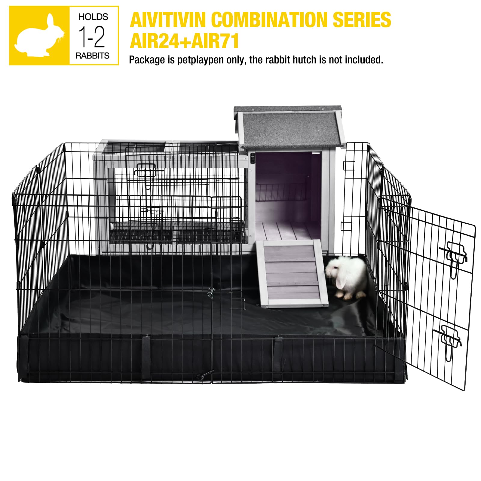 Aivituvin Rabbit Pen Indoor Bunny Pet Playpen Large Guinea Pig Outdoor Exercise Run Pet Enclosure-Playpen Only
