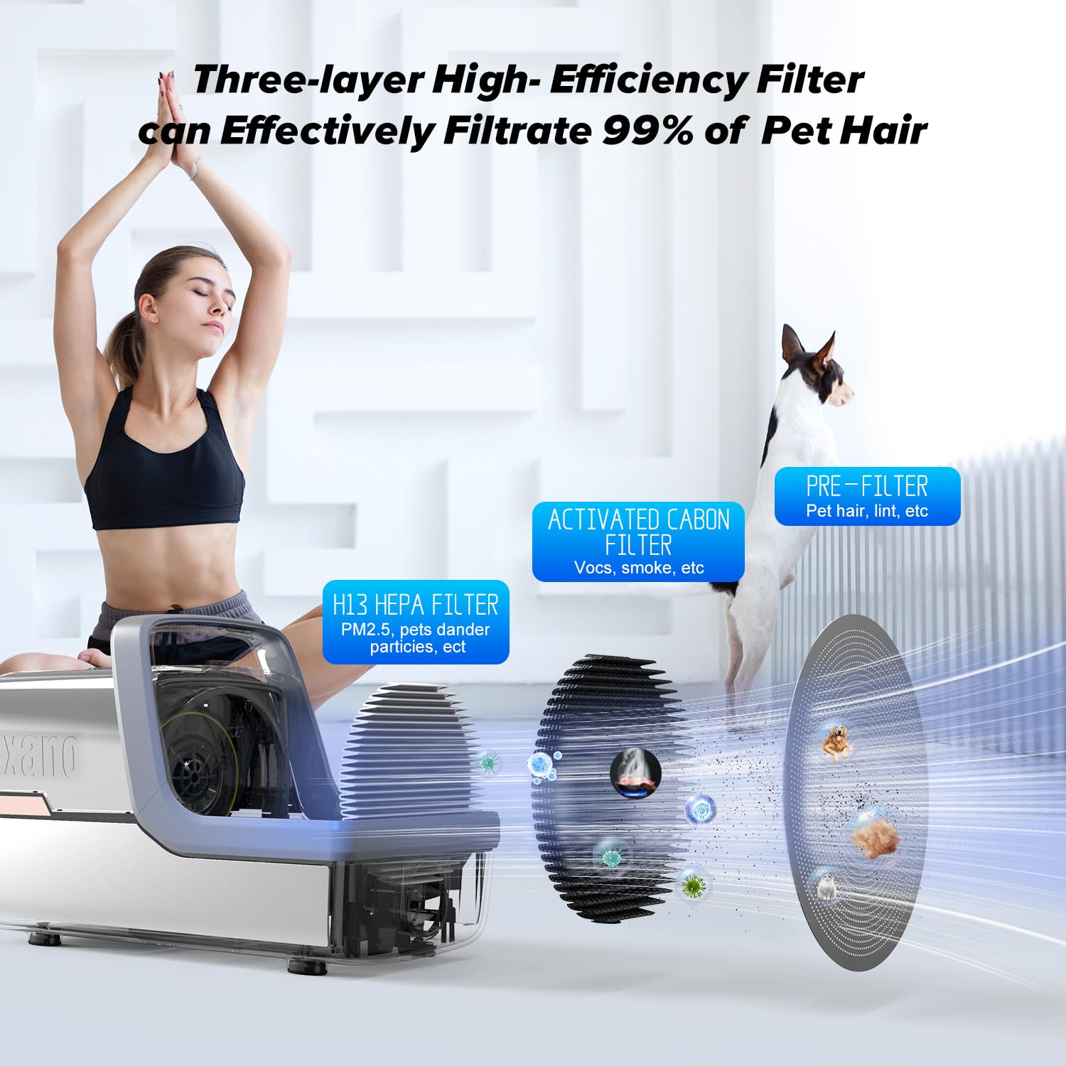 Duxano Dog Grooming Kit, Multi-Functional Hair Trimmer & Vacuum, 15Kpa Powerful Suction, Stainless Steel, Low Noise, Adjustable