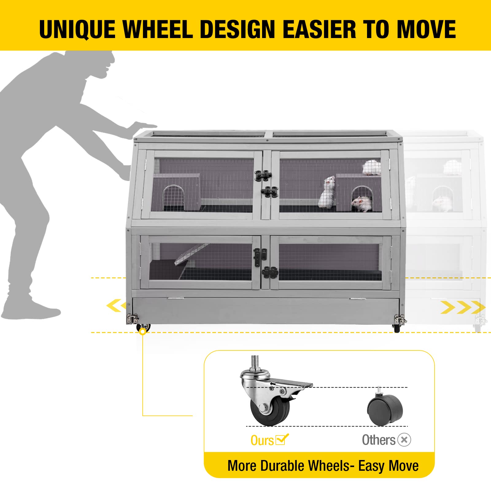 Aivituvin Guinea Pig Cage Chew Proof Hamster Cage Metal Frame Rat House Small Animal Habitat Critter Nation Cage 2 Levels Double