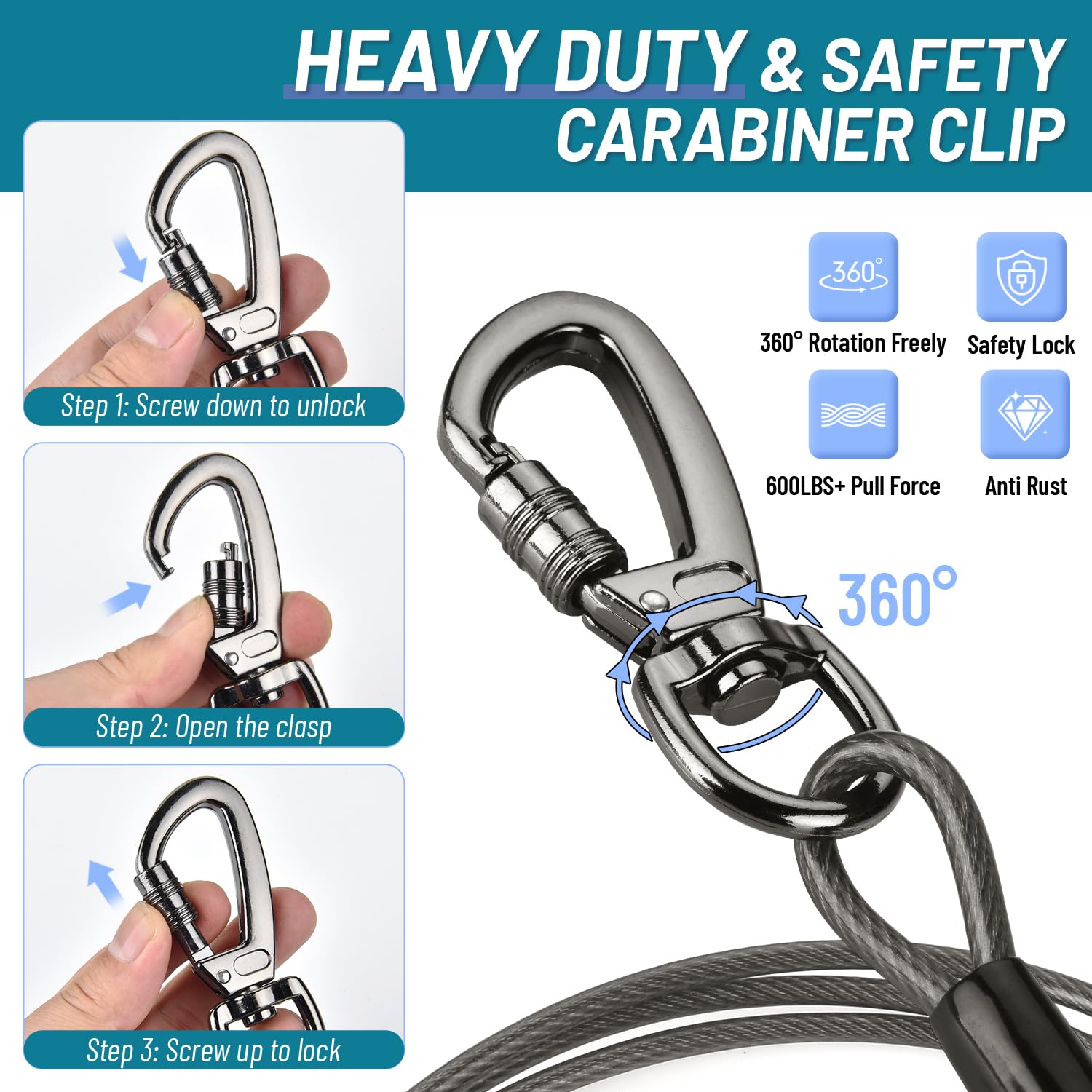 Dog Runner For Yard, Heavy Duty 75Ft Dog Runs For Outside With 10Ft Tie Out Cable, Trolley System Zipline For Large Dogs Up To 2