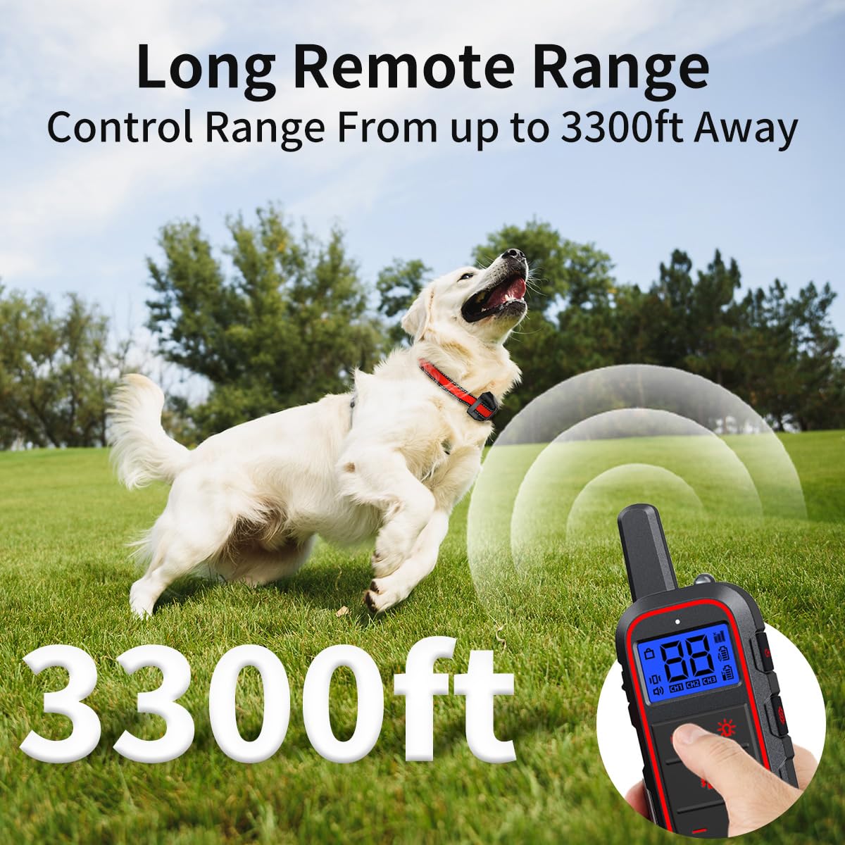 Dogstop Dog Training Collar With Rechargeable Remote Control 3 Training Modes Ipx7 Waterproof Electric Collar Range 3300Ft Bark