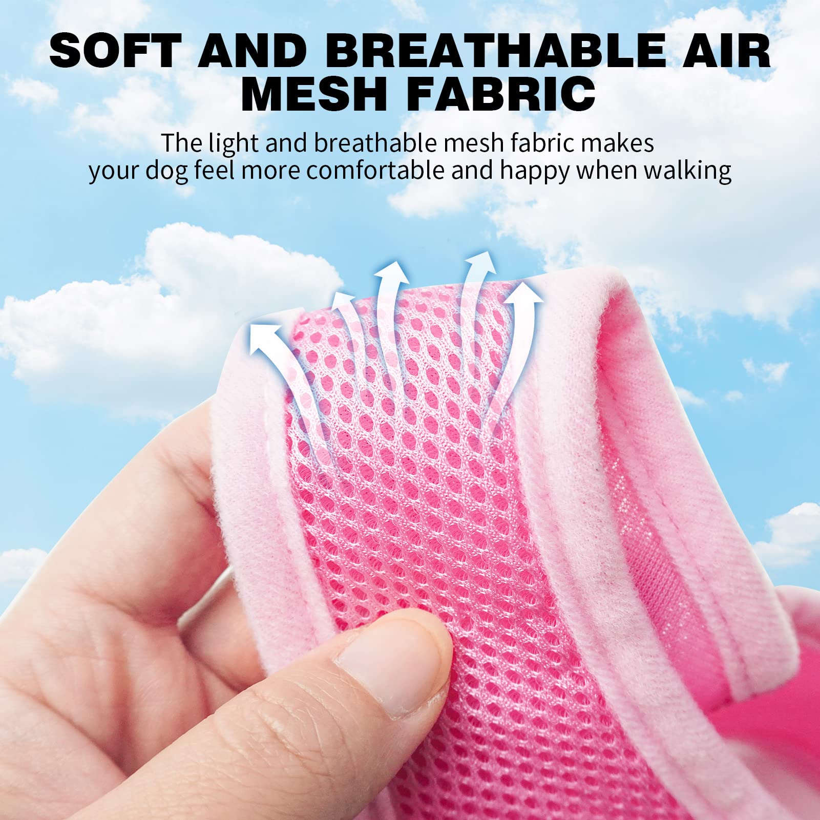 Bingpet No Pull Dog Harness Medium Sized Dog,Breathable Mesh Puppy Cat Harnesses,Adjustable Escape Proof Pet Outdoor Harnesses,Soft & Lightweight Small Dog Harness For Training And Walking,Pink, M