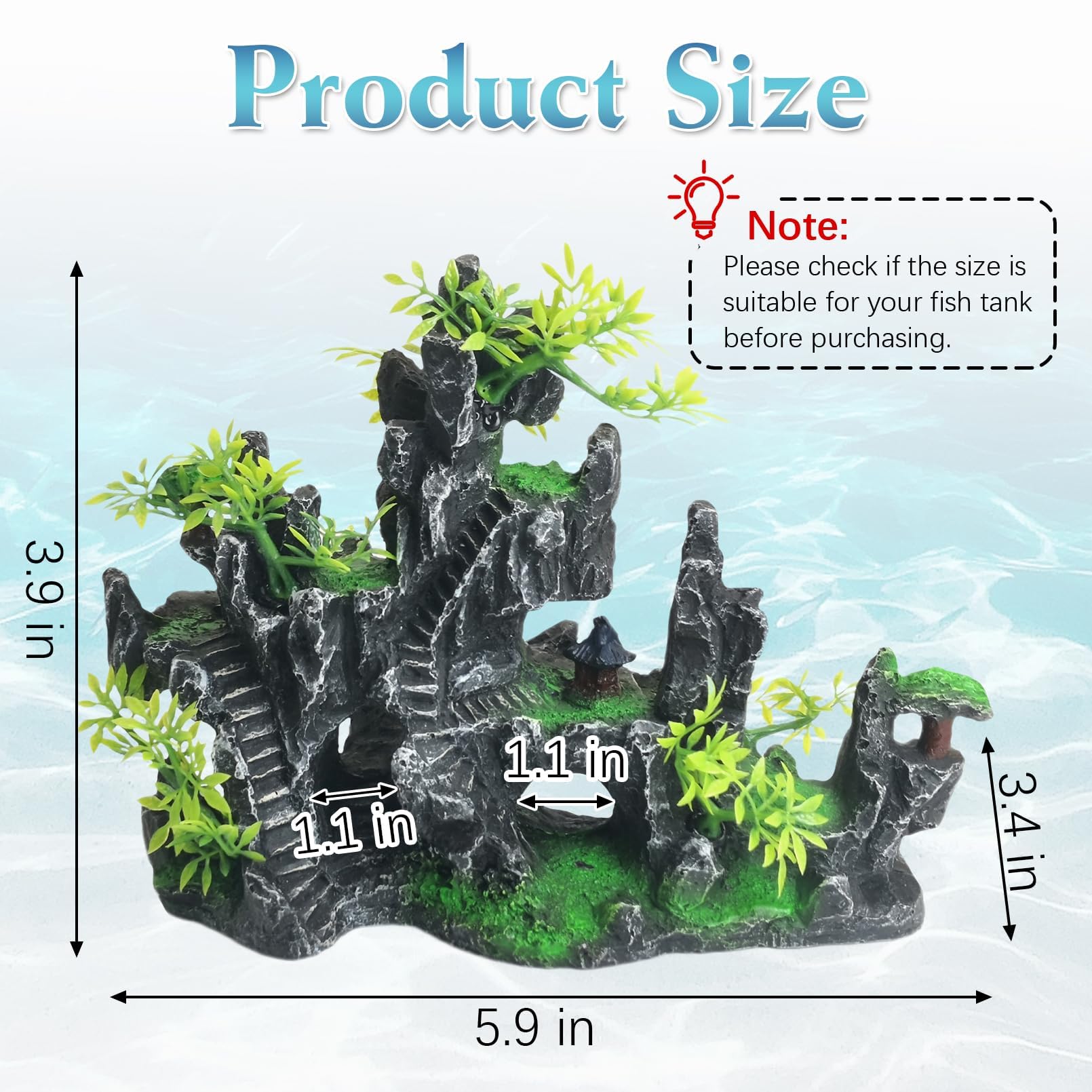 kathson Aquarium Mountain View Stone Resin Fish Tank Decorations Betta Hideout Caves Rockery Landscape Tree Aquarium Decorations