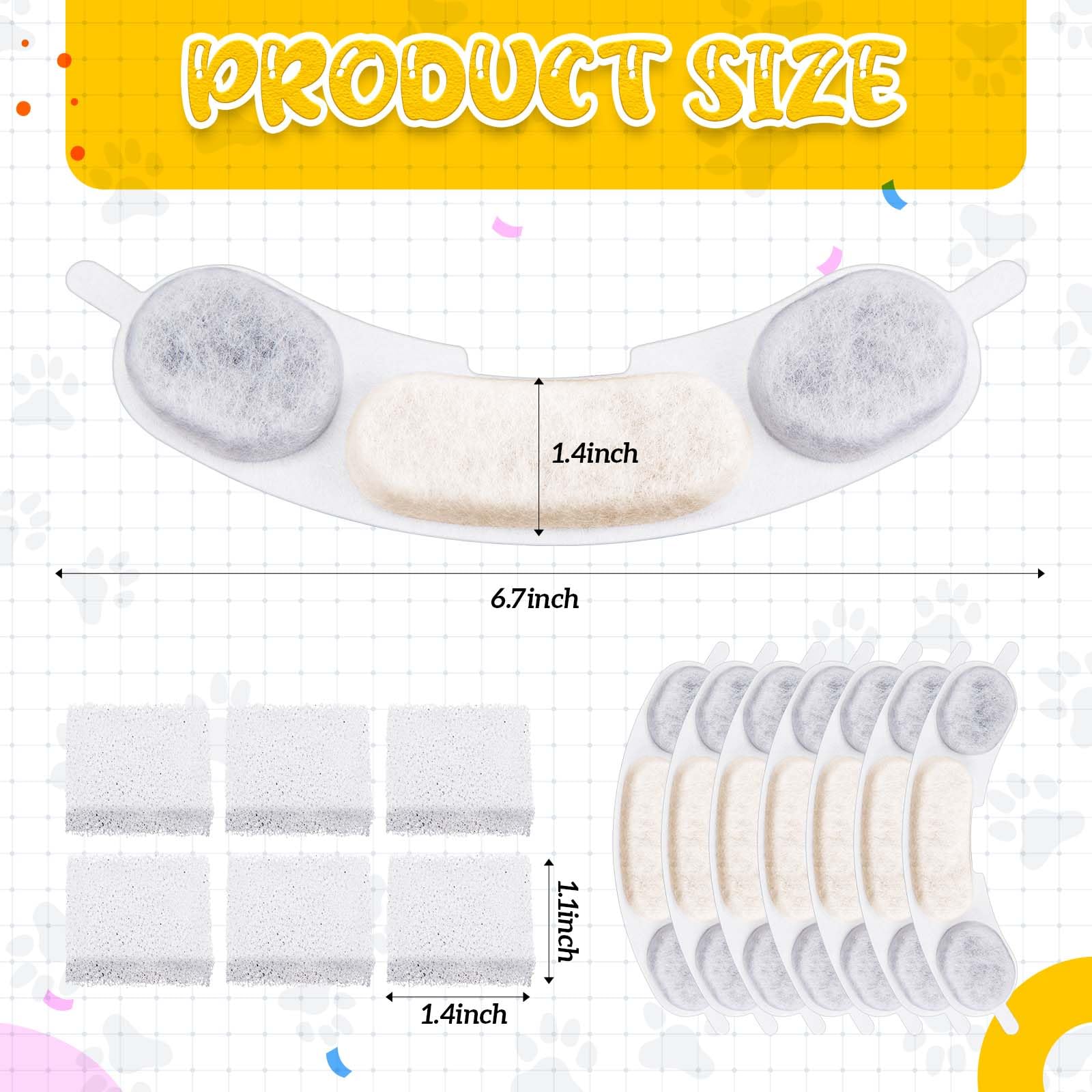 12+12 Packs Dog Water Bowl Filter Replacement Including 12 Filters And 12 Sponges, Filter Replacement Compatible With Smartoo 23
