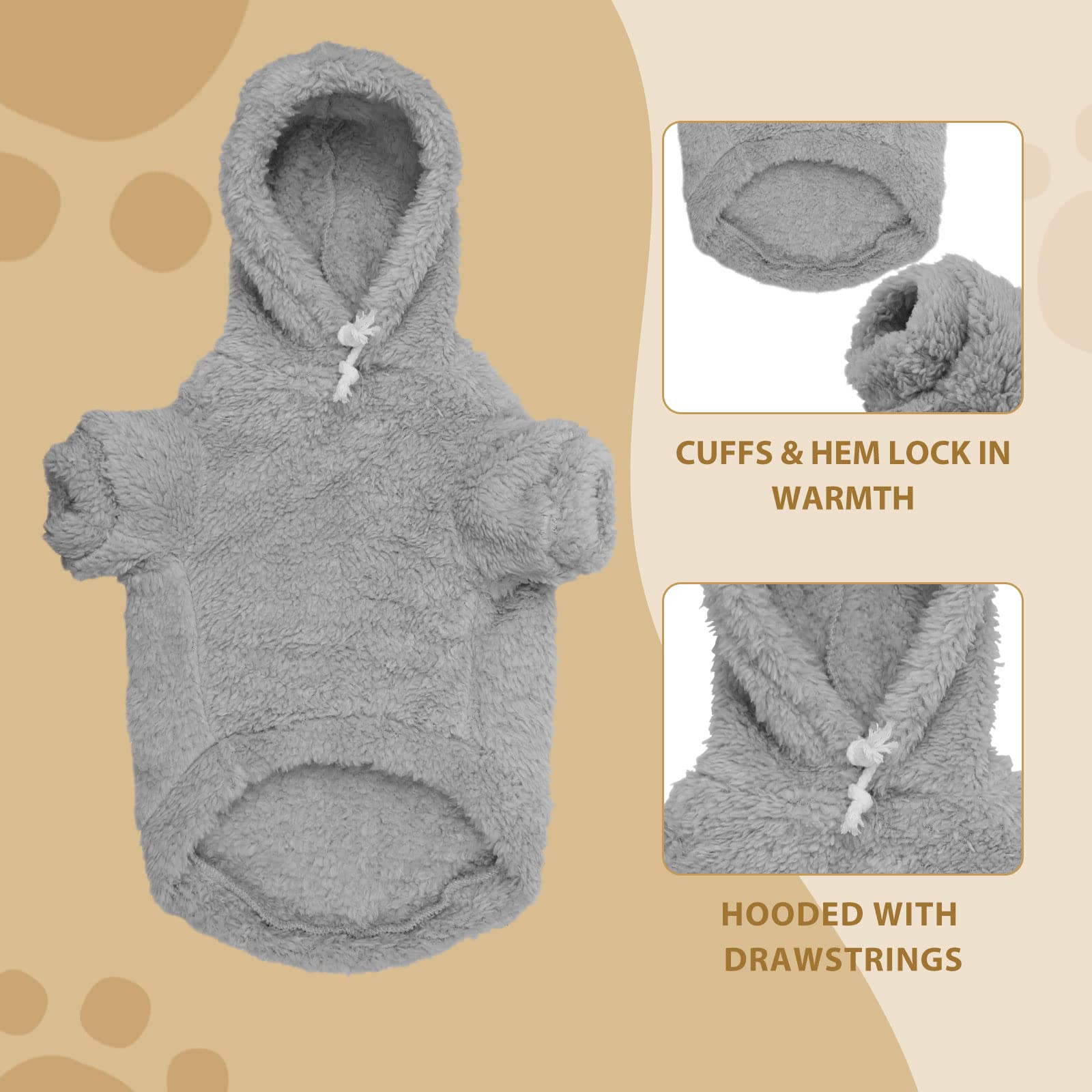 Fuzzy Warm Soft Cozy Grey Dog Coats - Small Dog Hoodies(Grey-Xs) By Fuzzy