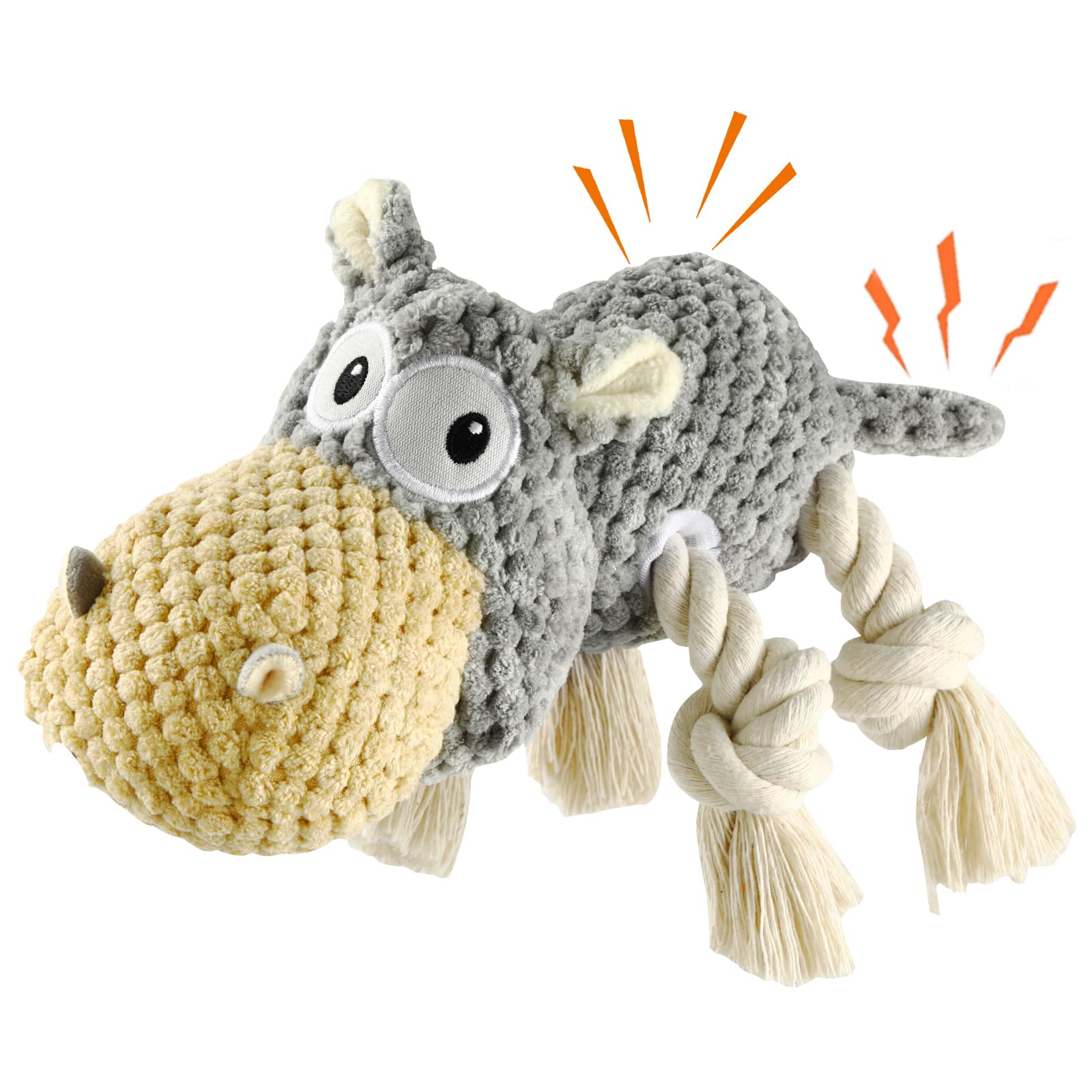Tooptate Dog Toys For Aggressive Chewers - Squeaky Dog Toys To Keep Them Busy For Large Dogs (Gray, Medium)