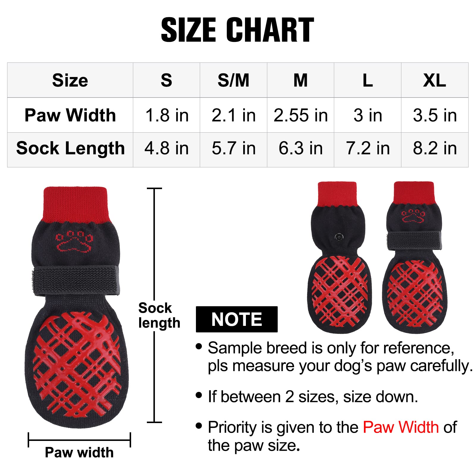 Beautyzoo Dog Socks To Prevent Licking For Hardwood Floors - Socks For Small Medium Large Dogs - Hot/Cold Pavement Traction Cont