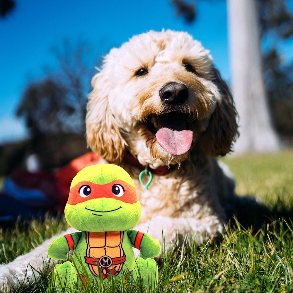 Design Lab, Inc. Teenage Mutant Ninja Turtle Official Merchandise | Tmnt Toys | Squeaky Plush Dog Toy | Michelangelo | Great For