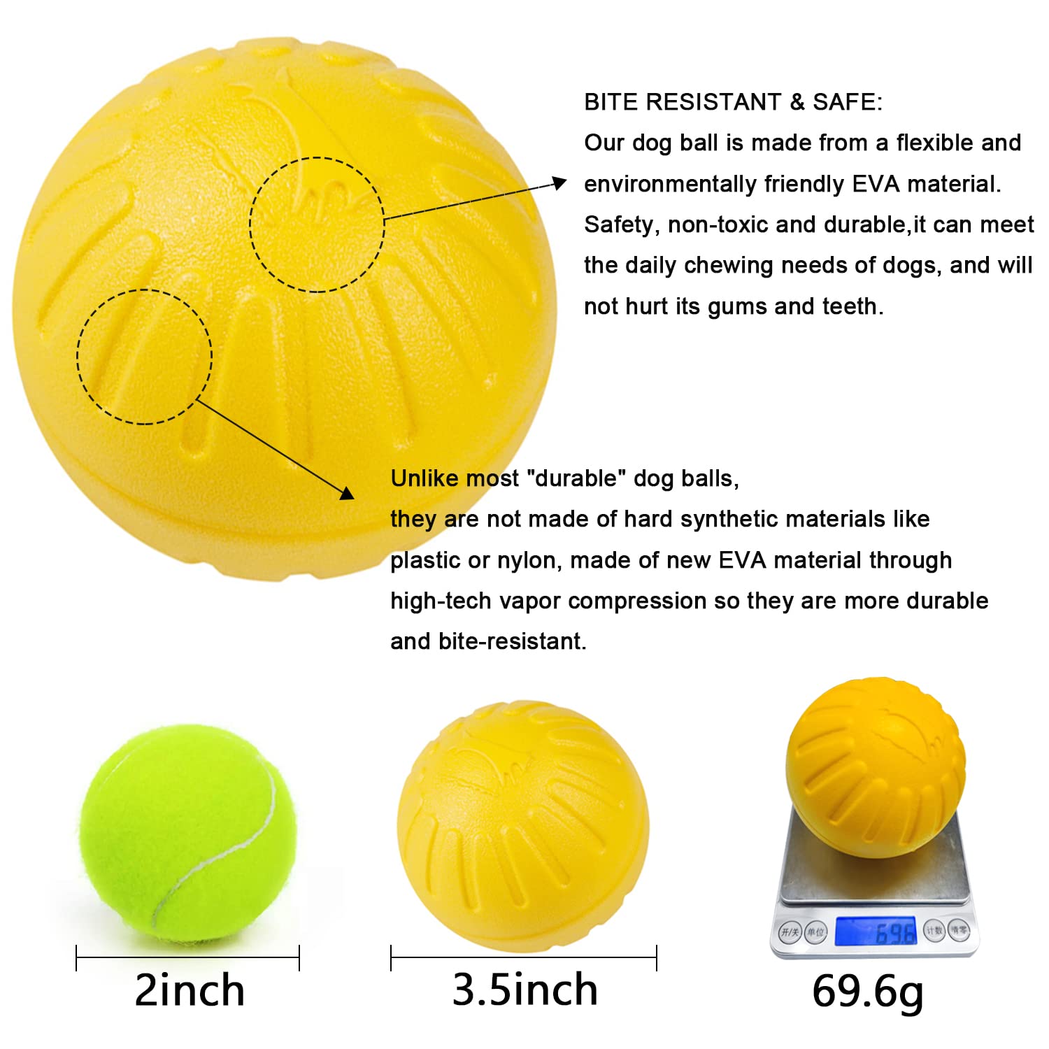 Dlder Dog Toy Balls Fetch Ball Indestructible,Floating Bouncy Balls For Dogs Aggressive Chewers,Lightweight & Tough,Durable Foam