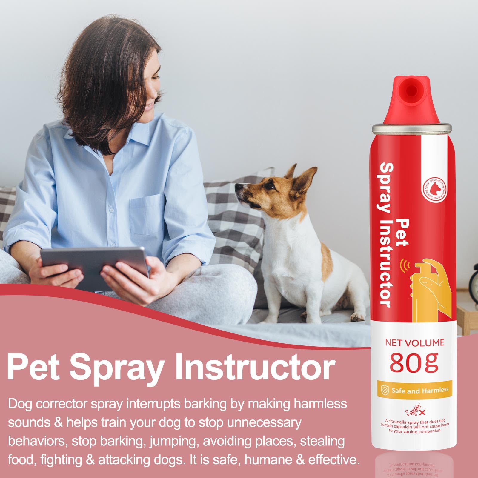 Kdszjdv Corrector Spray Dog Trainer, 80Ml 1 Pack Dog Corrector Spray For Dogs To Stops Barking, Jumping Up Attacks & Unwanted Do