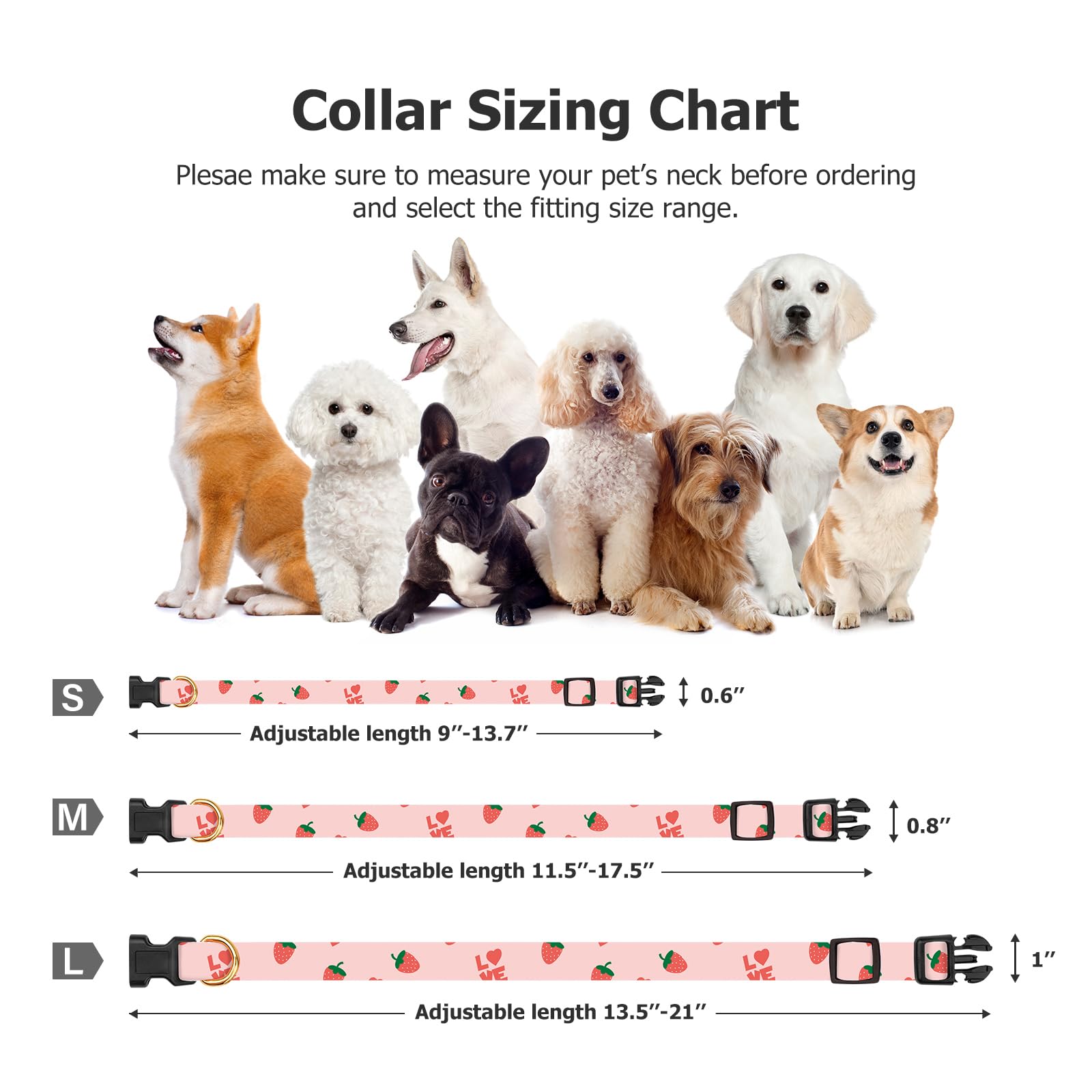 Cotton Handmade Dog Collar Cute And Distinctive Patterns Pink Strawberries With Pendant For Girl Boy Dogs Collars S