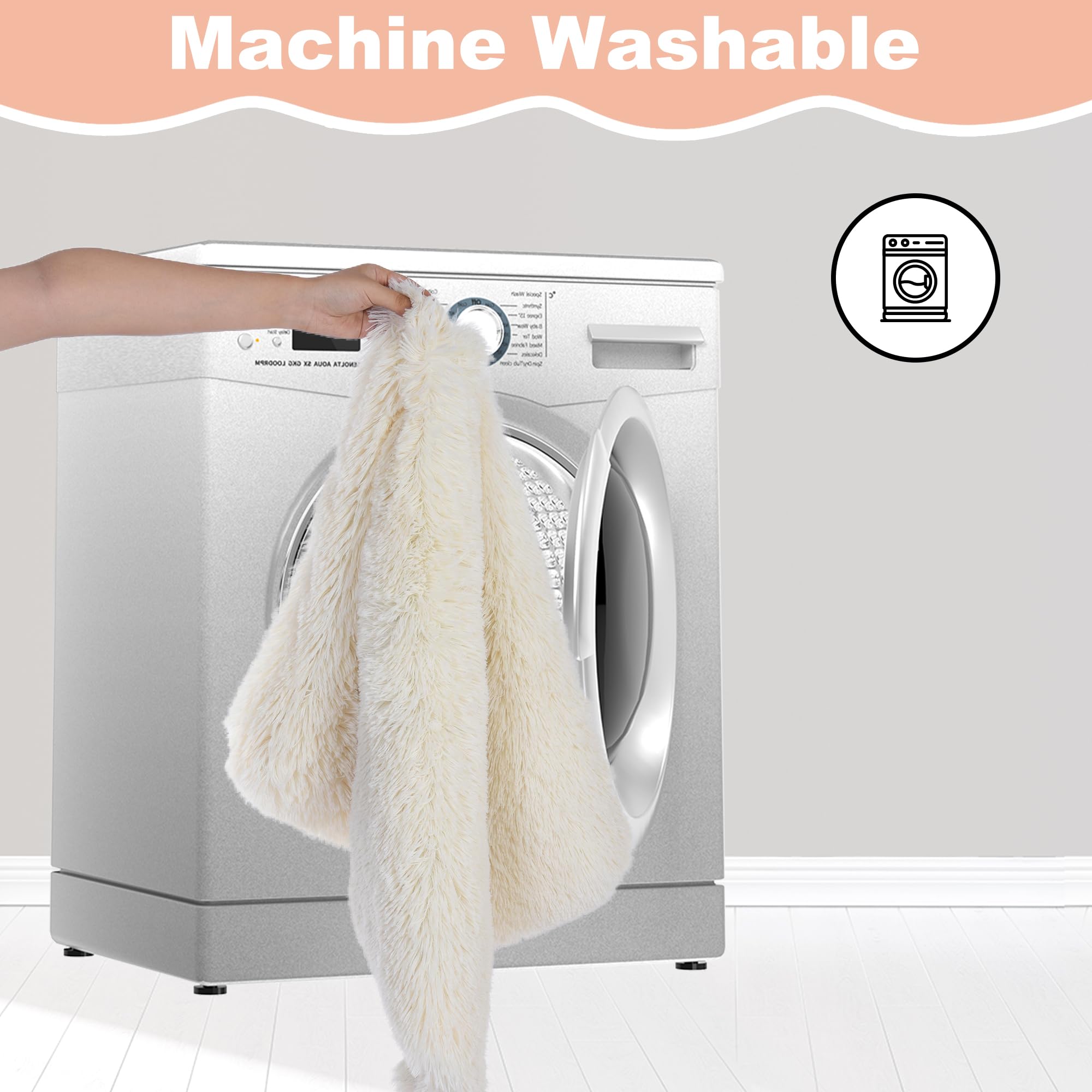 Bedfolks Waterproof Dog Crate Pad, Plush Dog Kennel Bed With Removable Cover, Faux Fur, Washable, 21''X13'', Cream