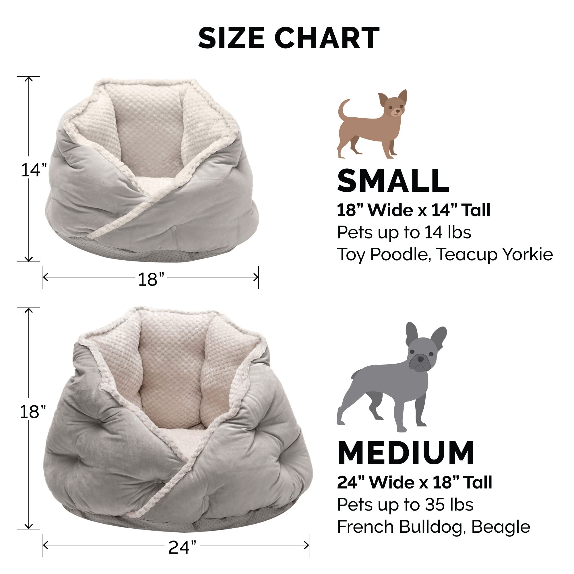 Furhaven 18 Round Pet Bed For Indoor Cats & Small Dogs, 100% Washable, For Pets Up To 14 Lbs - Minky Plush & Velvet Hug Bed -