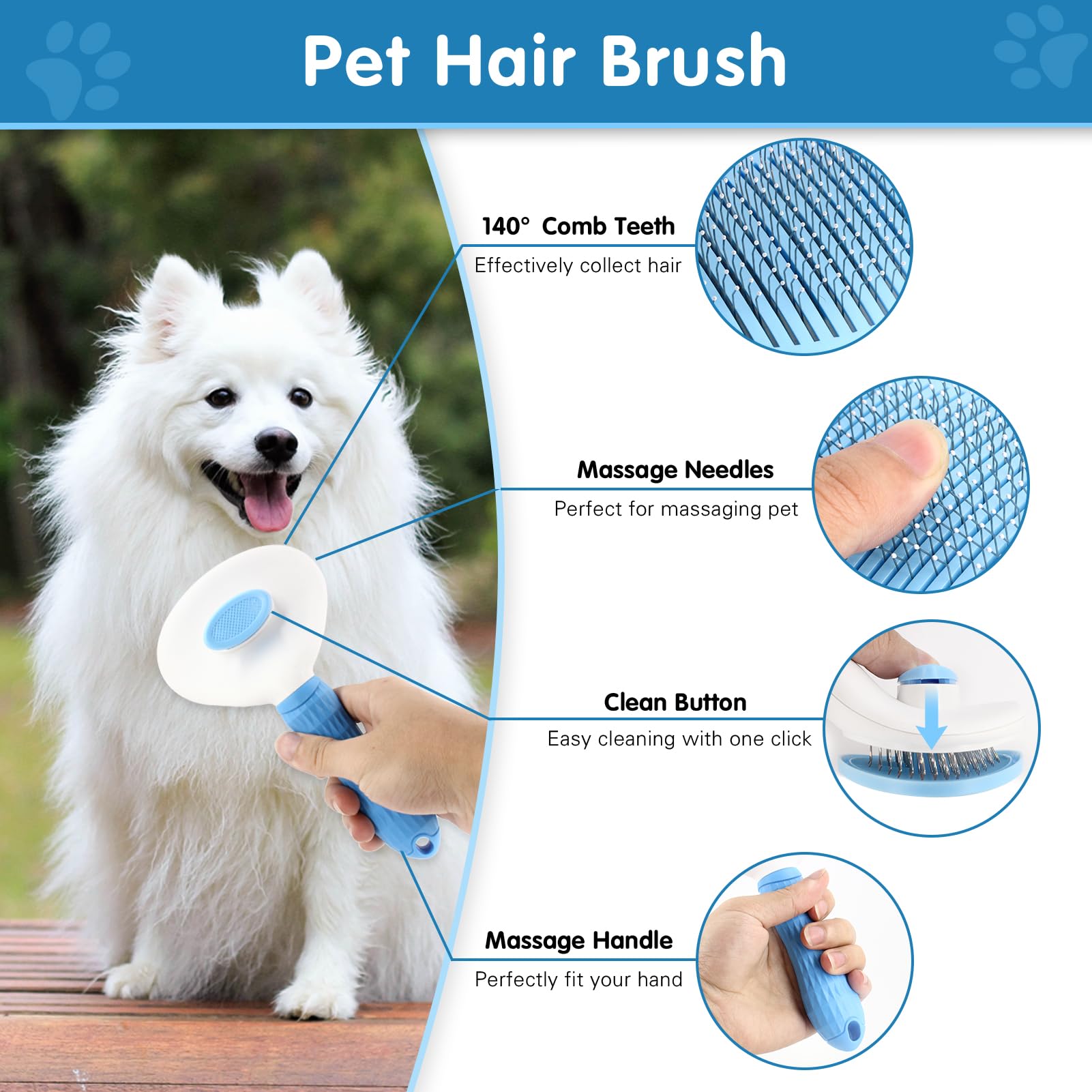 Lanswood Dog Brush Dog Grooming Kit 6Pcs Dog Brush For Shedding-Dog Brushes For Grooming, Dematting Comb For Dogs, Cat Nail Clip