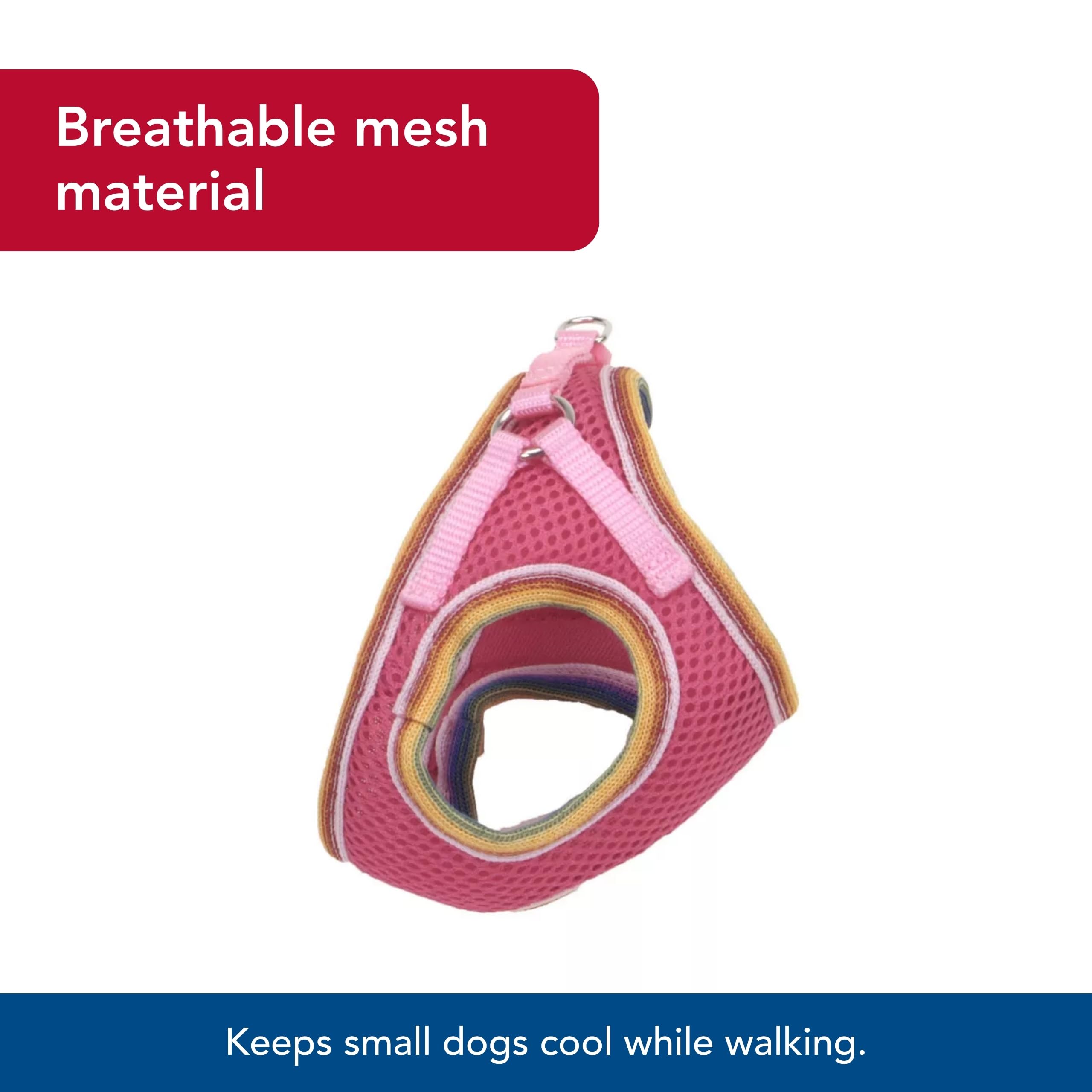 Coastal Pet Li'L Pals Comfort Mesh Dog Harness - No-Pull Step-In Dog Harness For Small Dogs & Puppies - Dog Cooling Vest - Pink Bright - 3/8' X 8'-10'